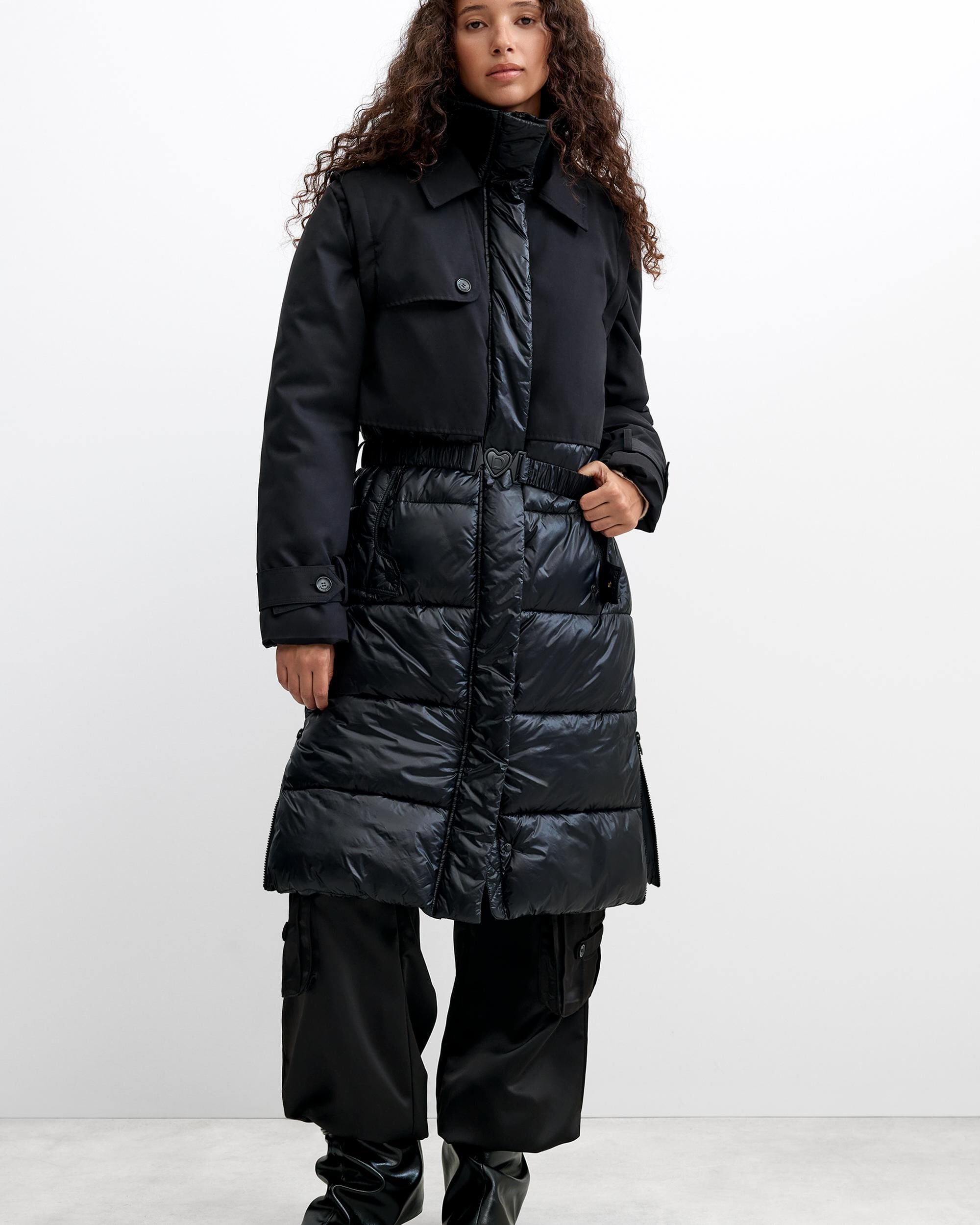 Abrigo de mujer acolchado desmontable - Desigual - Negro Negro-1