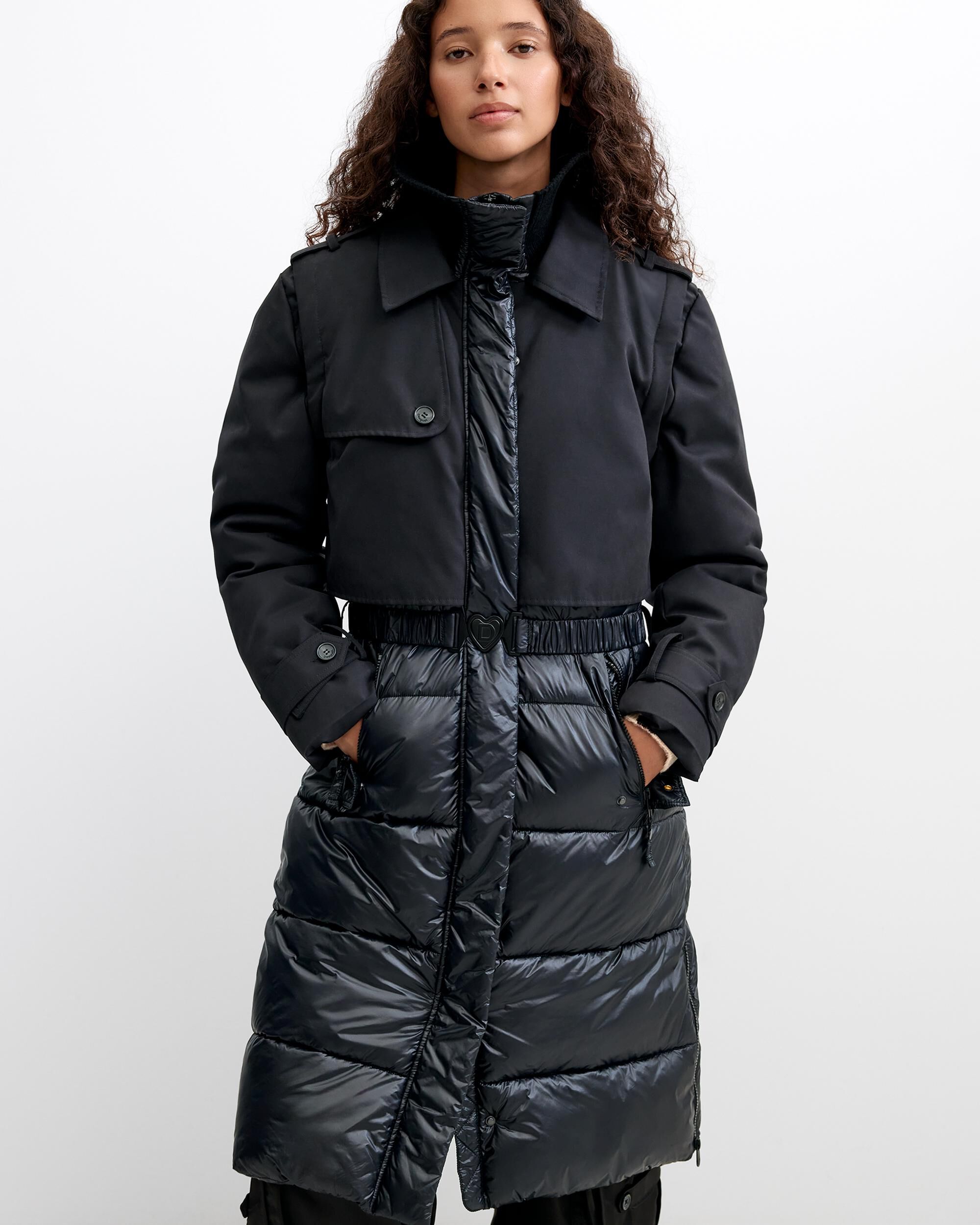 Abrigo de mujer acolchado desmontable - Desigual - Negro Negro-2