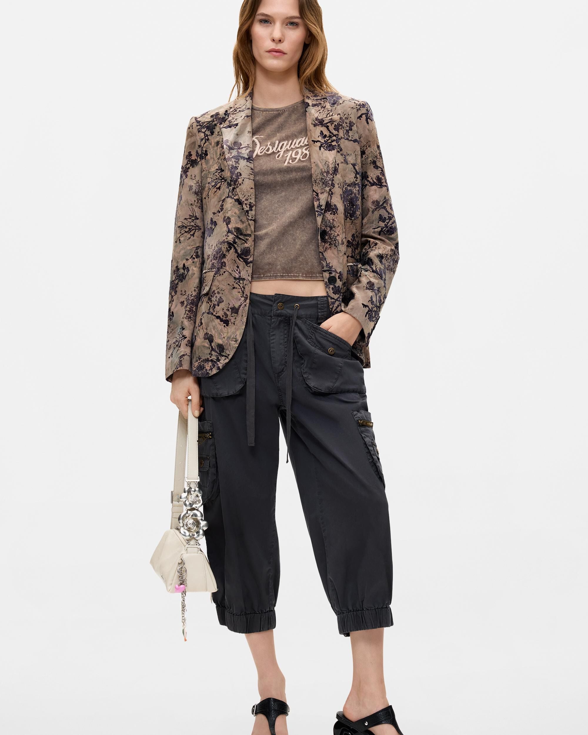 Americana de mujer flocada - Desigual - Gris Gris-1