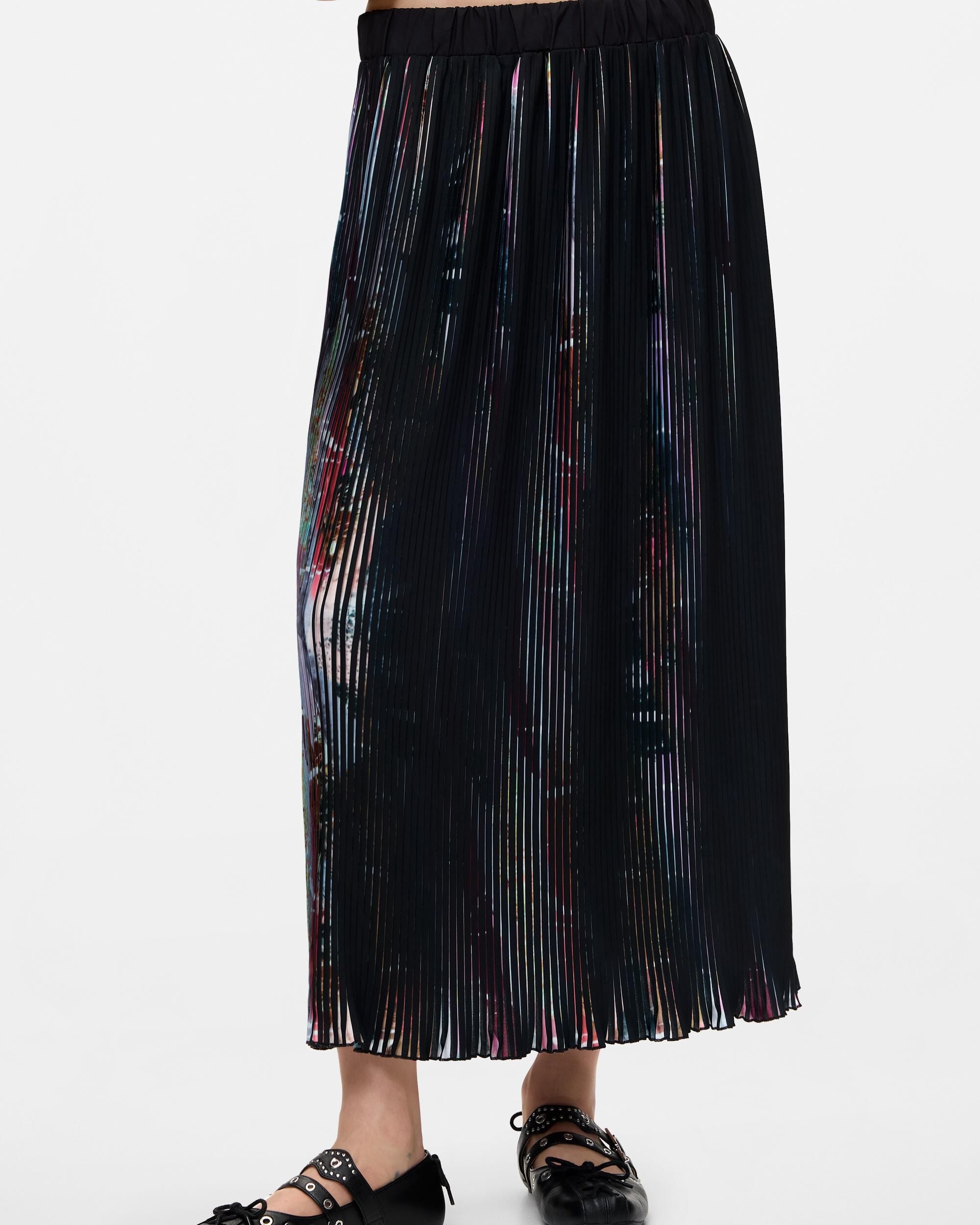 Falda plisada midi floral - Desigual - Negro Negro-2
