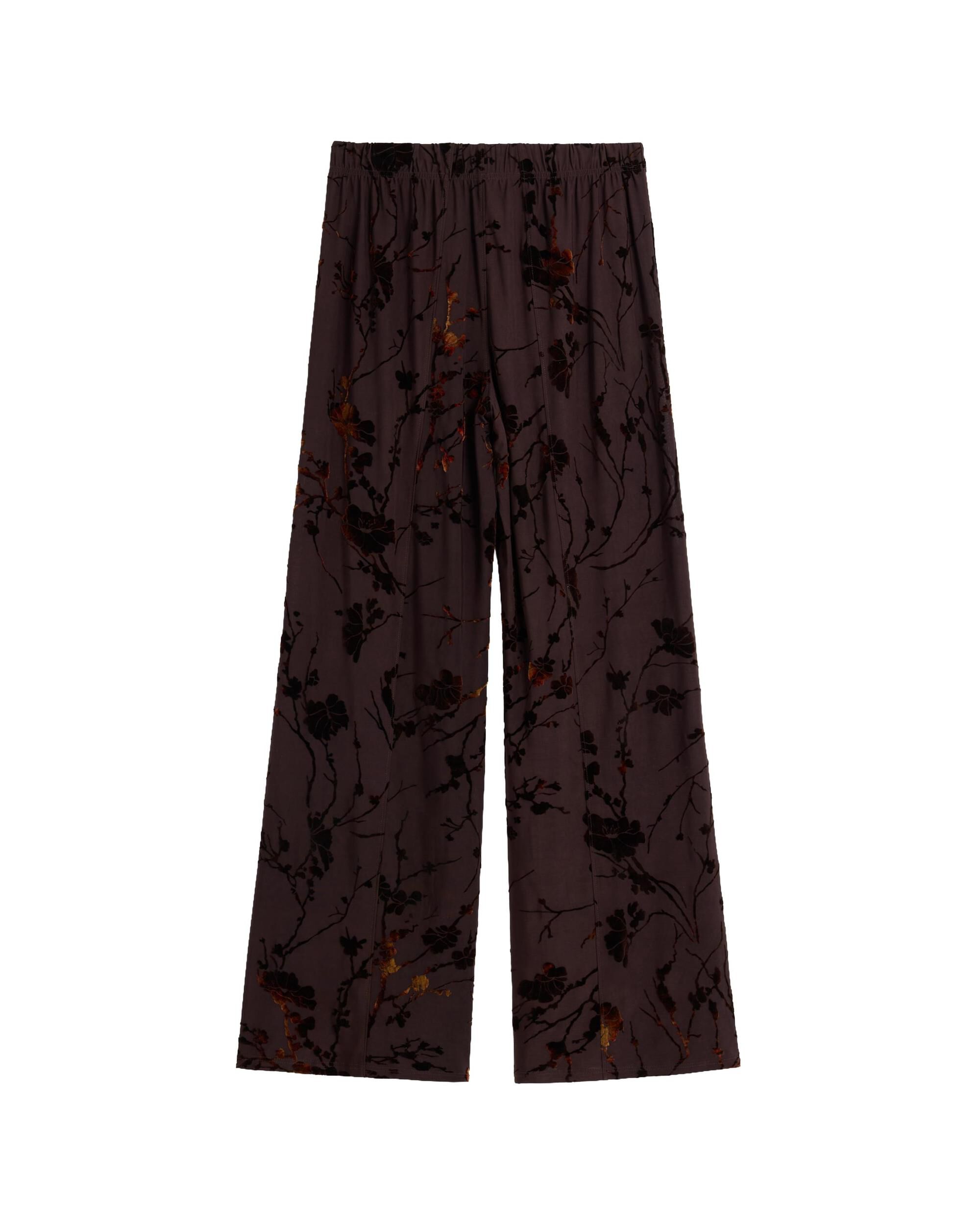 Pantalón de mujer largo flocado - Desigual - Marrón Marrón-4
