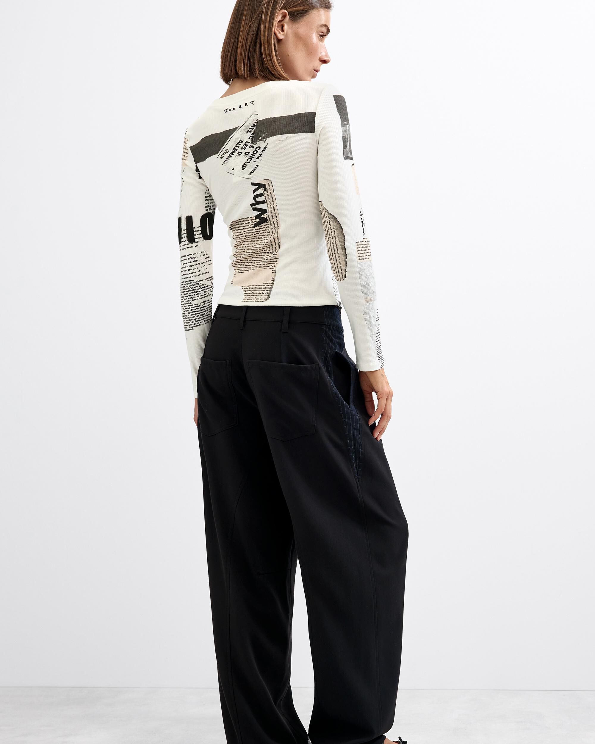 Pantalón de mujer largo recto - Desigual - Negro Negro-3