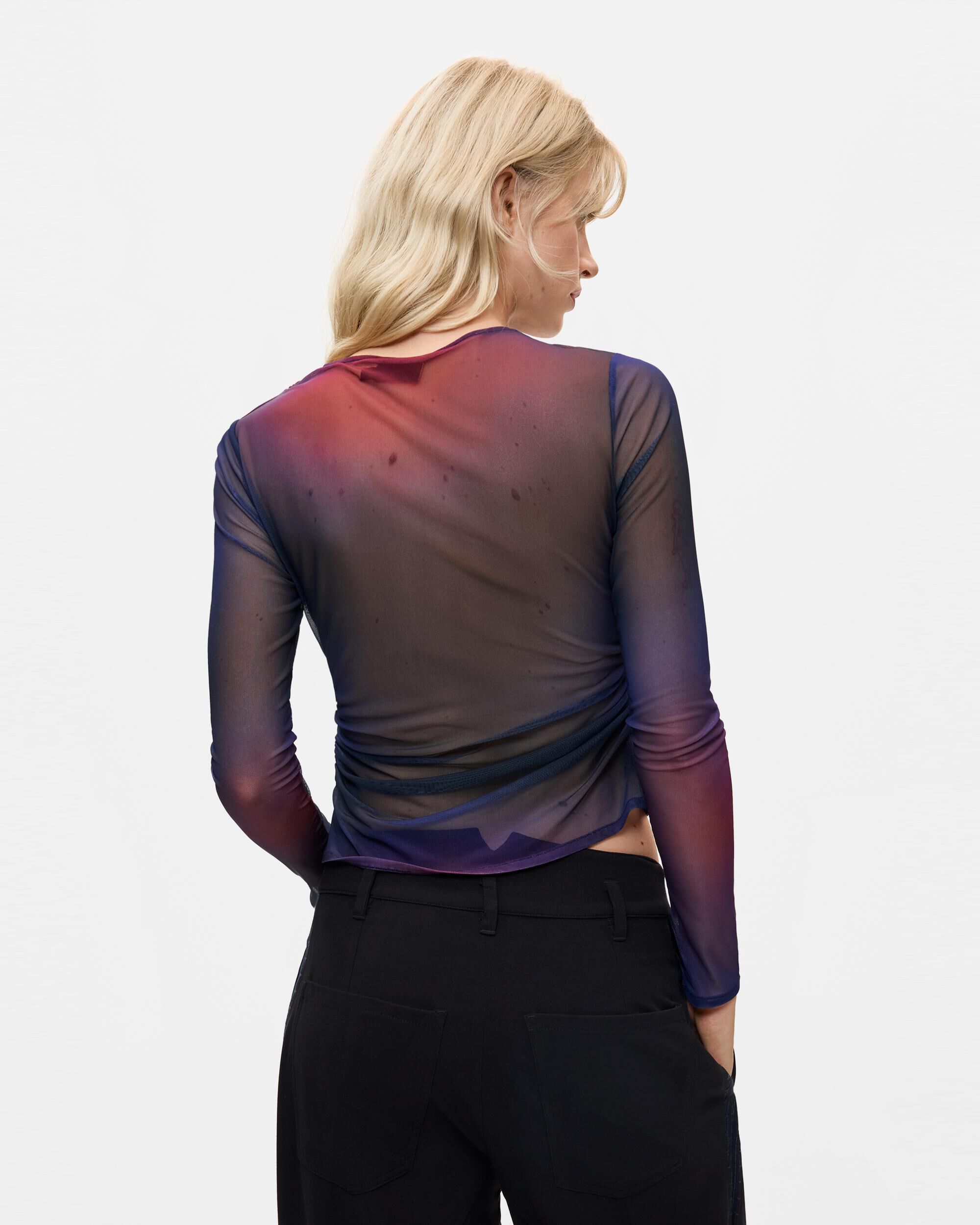 Camiseta de mujer manga larga drapeada - Desigual - Morado Morado-3