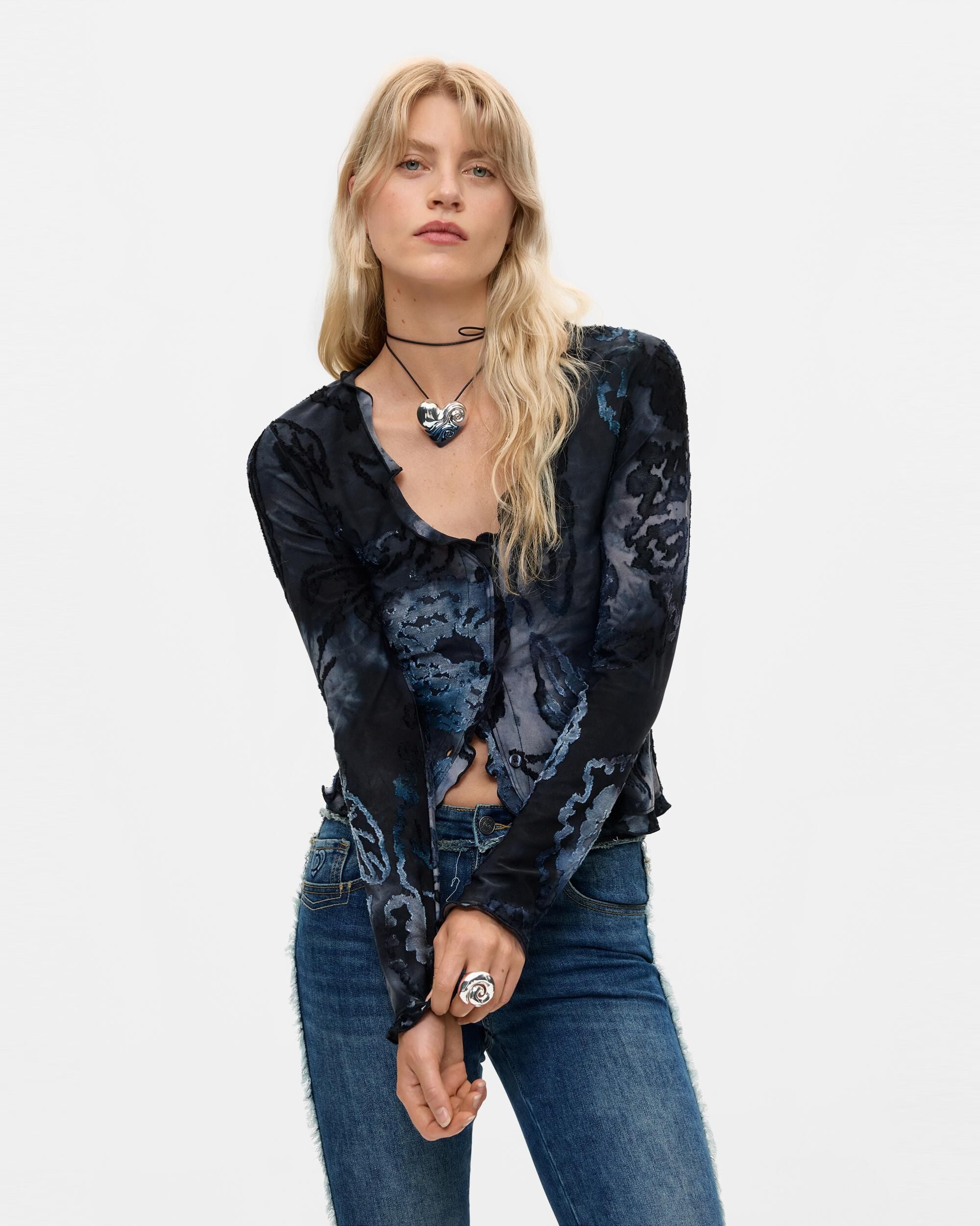 Camiseta de mujer flocada - Desigual - Azul Azul-1