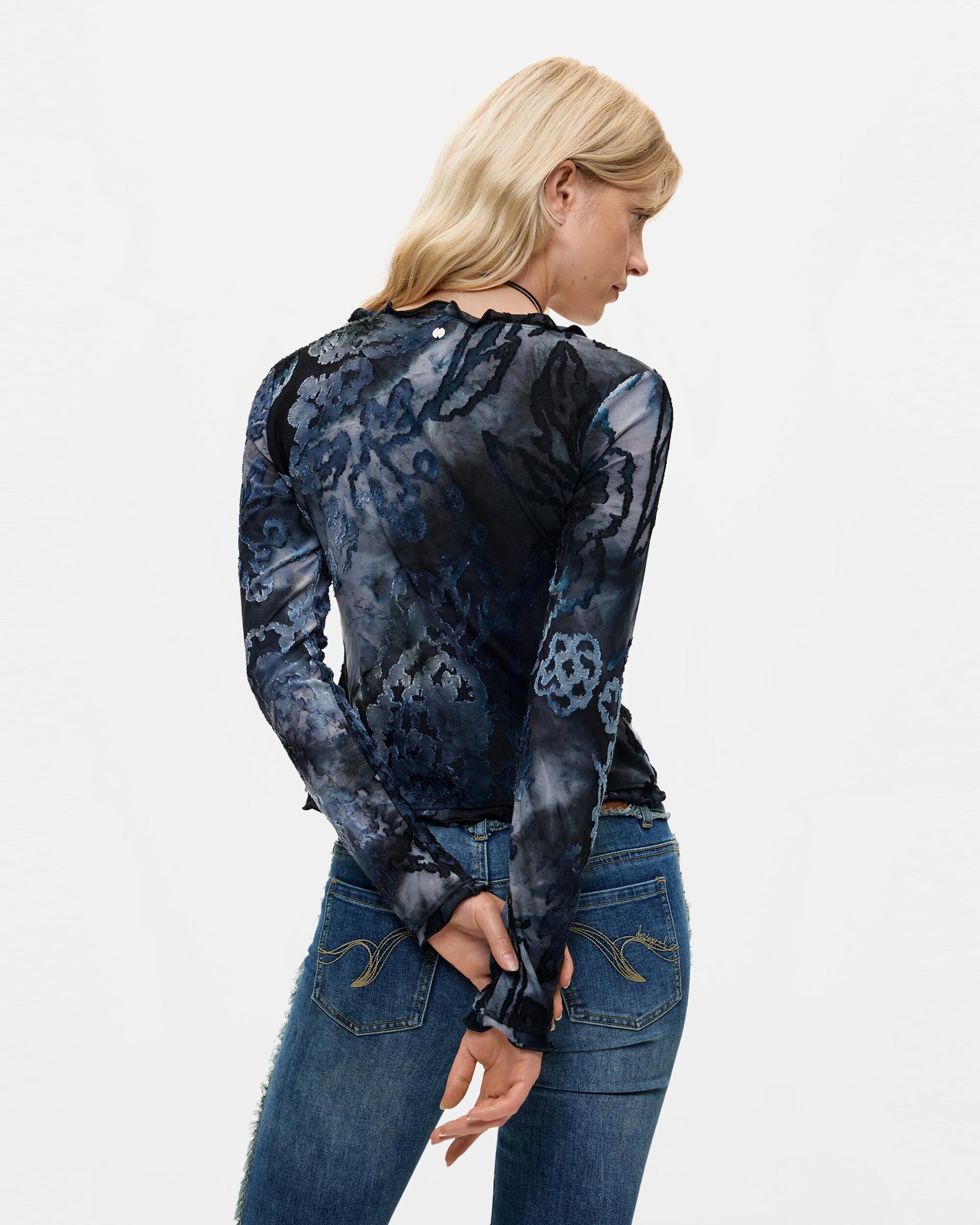 Camiseta de mujer flocada - Desigual - Azul Azul-3