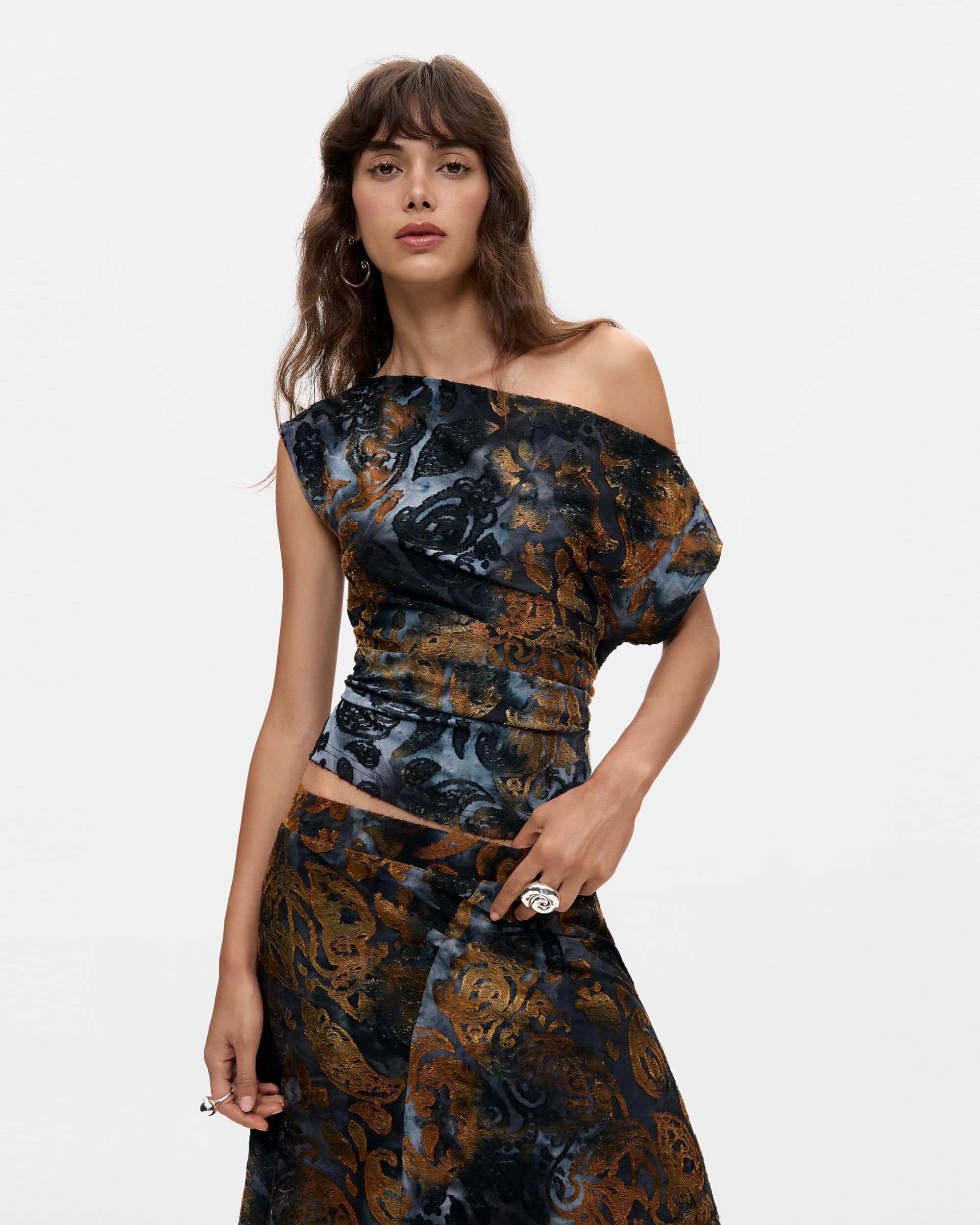 Camiseta de mujer manga corta estampada - Desigual - Azul Azul-1