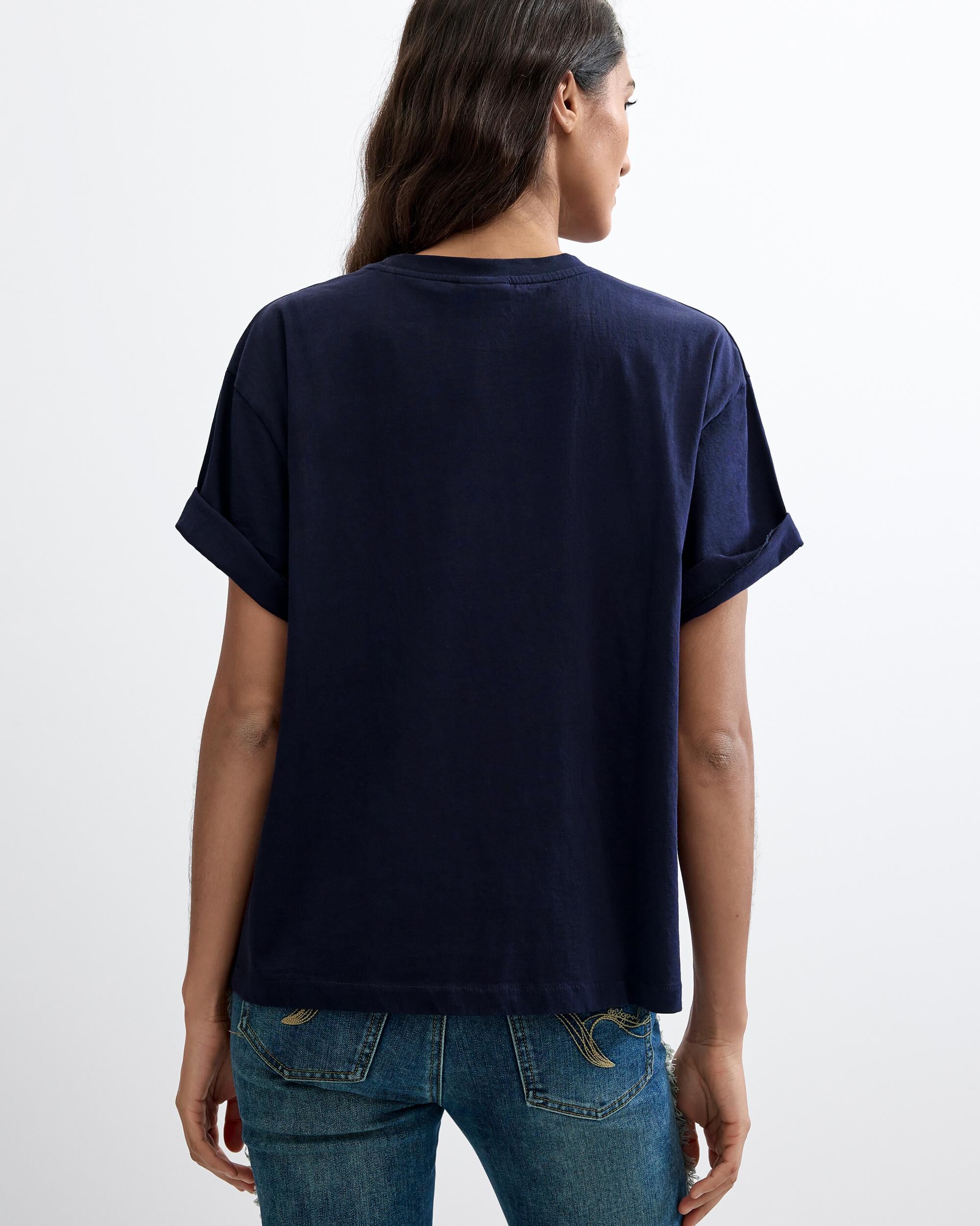 Camiseta de mujer estampada 100% algodón - Desigual - Azul Azul-3
