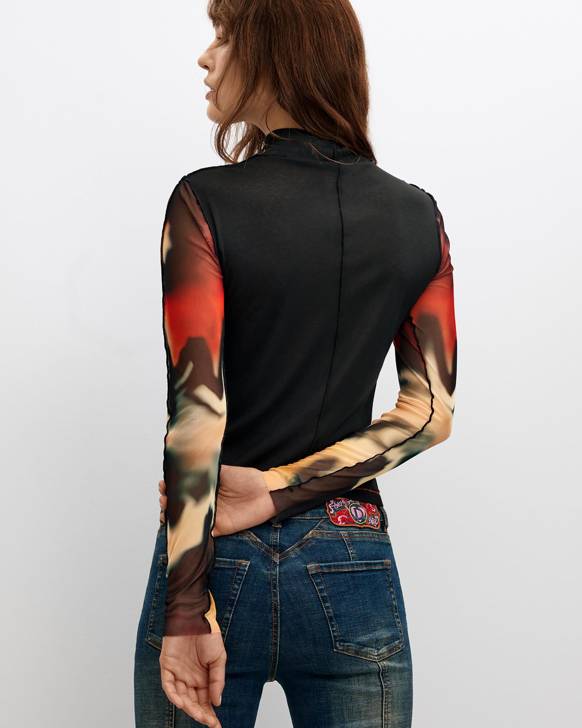 Camiseta de mujer manga larga estampada - Desigual - Negro Negro-3