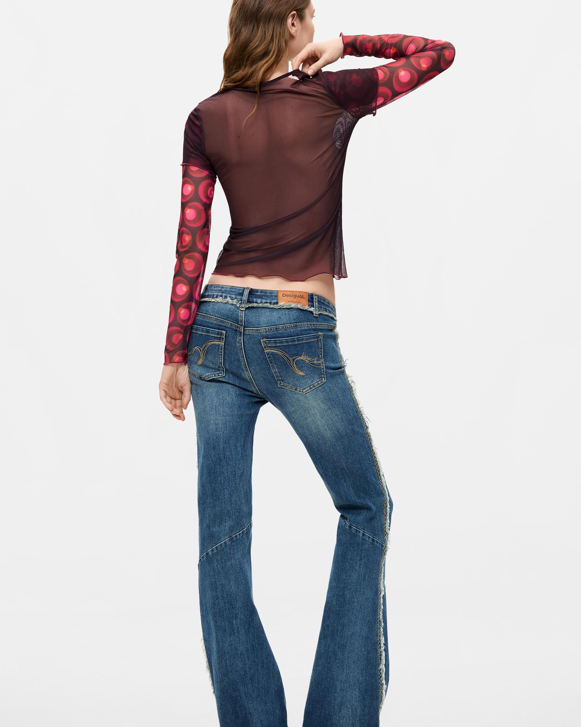 Camiseta de mujer estampada manga larga - Desigual - Rojo Rojo-3