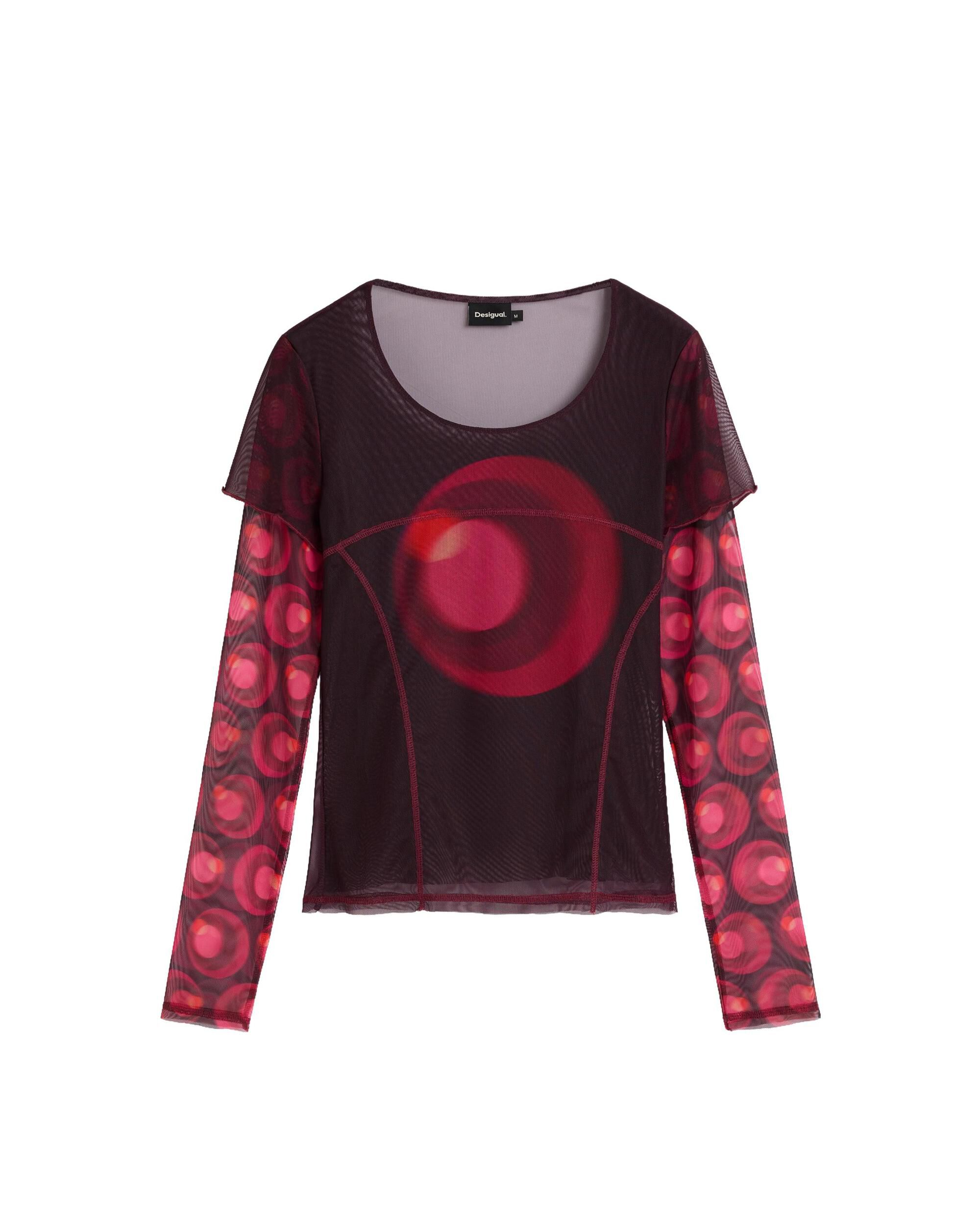 Camiseta de mujer estampada manga larga - Desigual - Rojo Rojo-4
