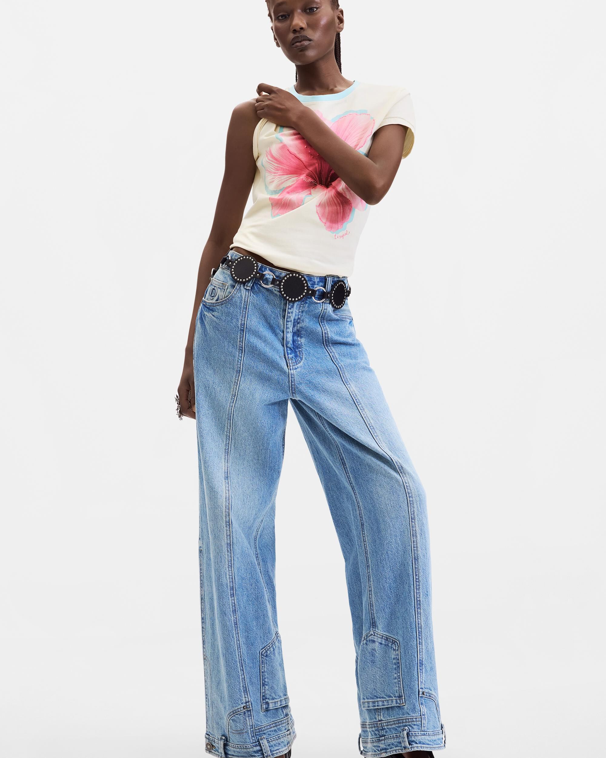 Camiseta de mujer estampado floral - Desigual - Blanco Blanco-2