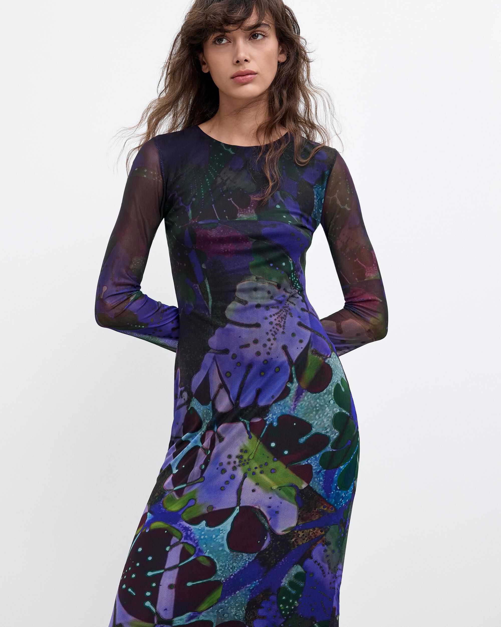 Vestido punto hojas m c lacroix - Desigual - Morado Morado-2