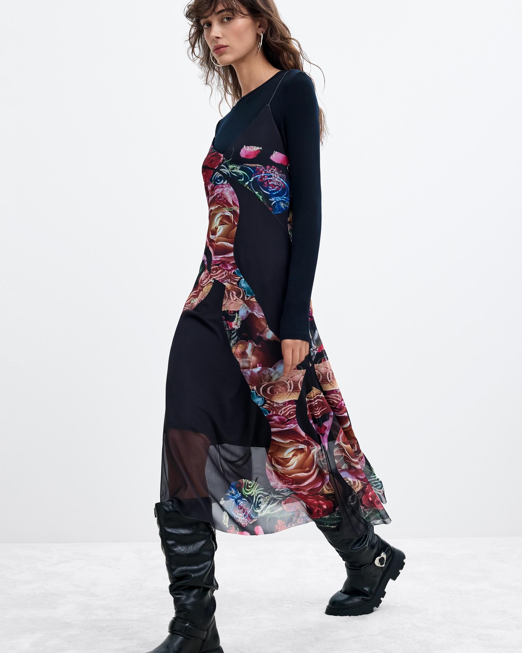 Vestido asimétrico flores m c lacroix - Desigual - Negro Negro-1