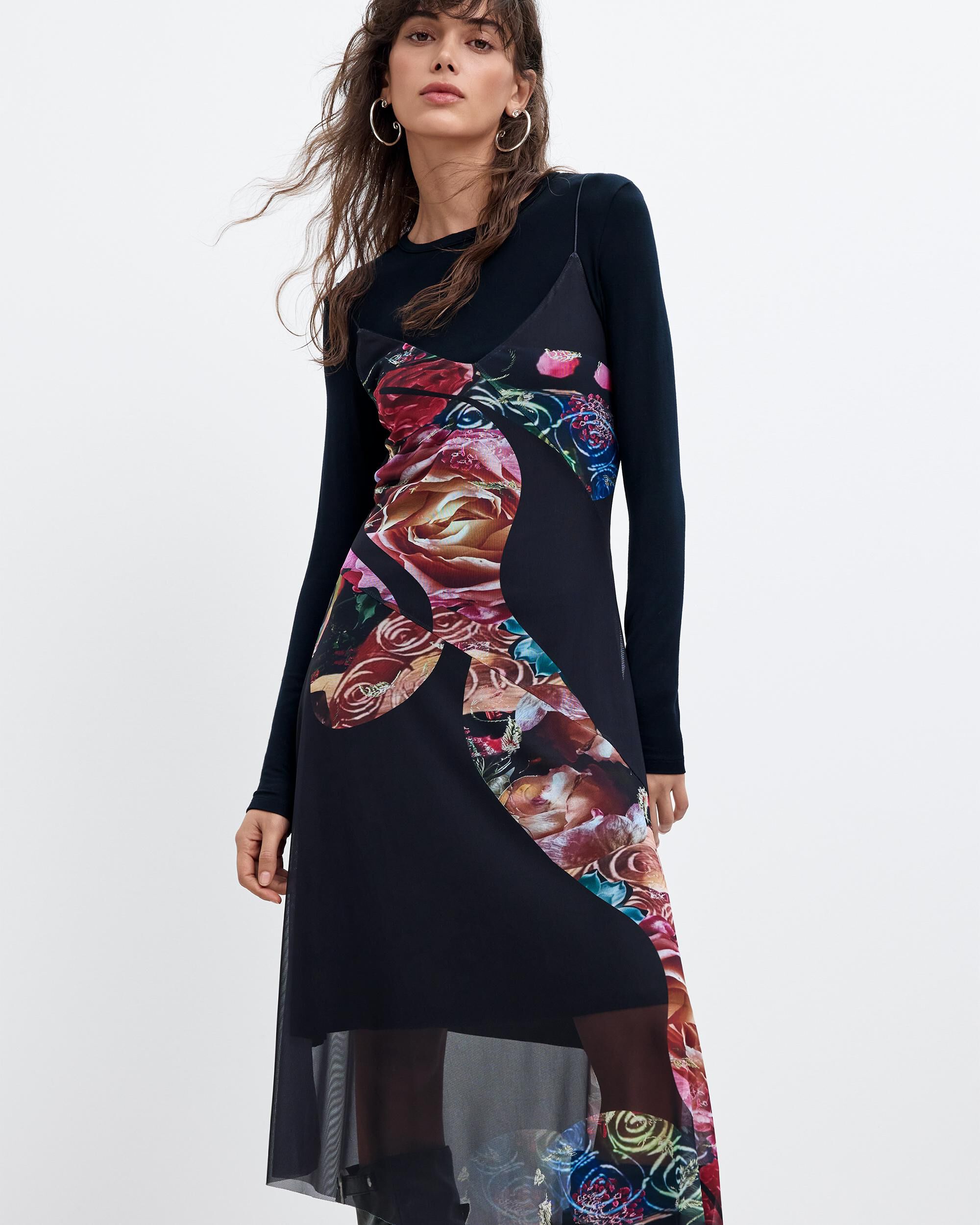 Vestido asimétrico flores m c lacroix - Desigual - Negro Negro-2