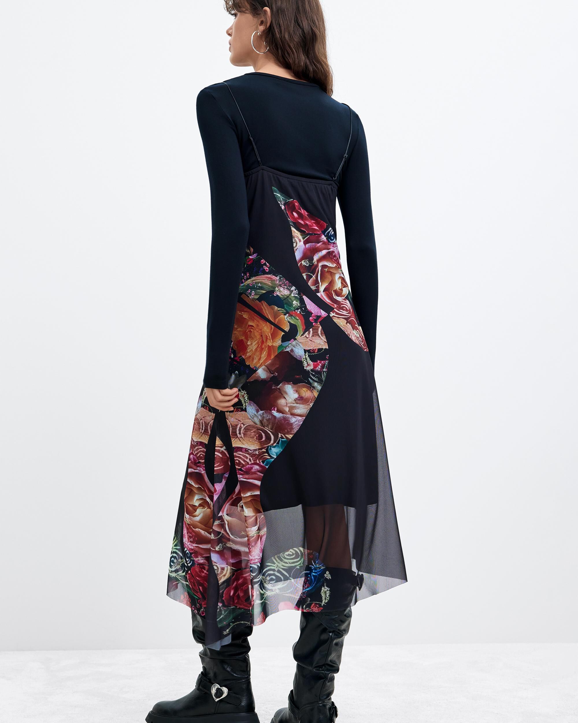 Vestido asimétrico flores m c lacroix - Desigual - Negro Negro-3
