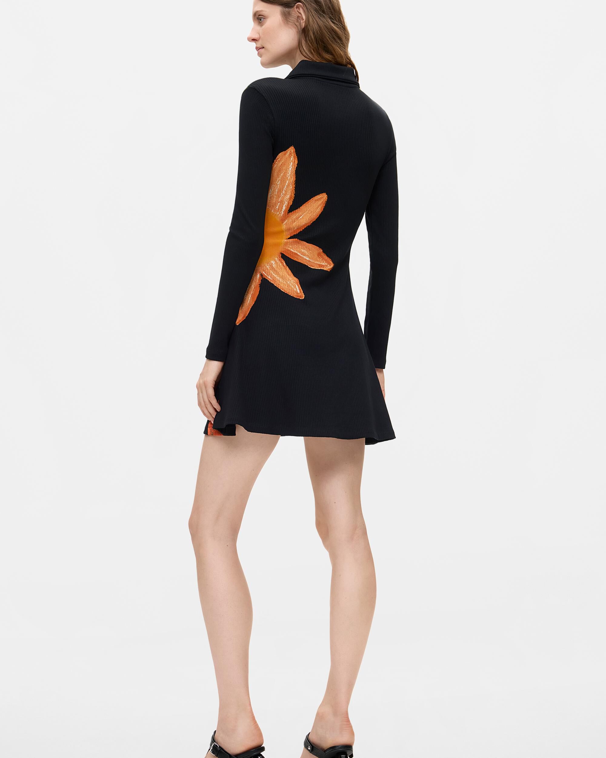 Vestido flores manga larga - Desigual - Negro Negro-3