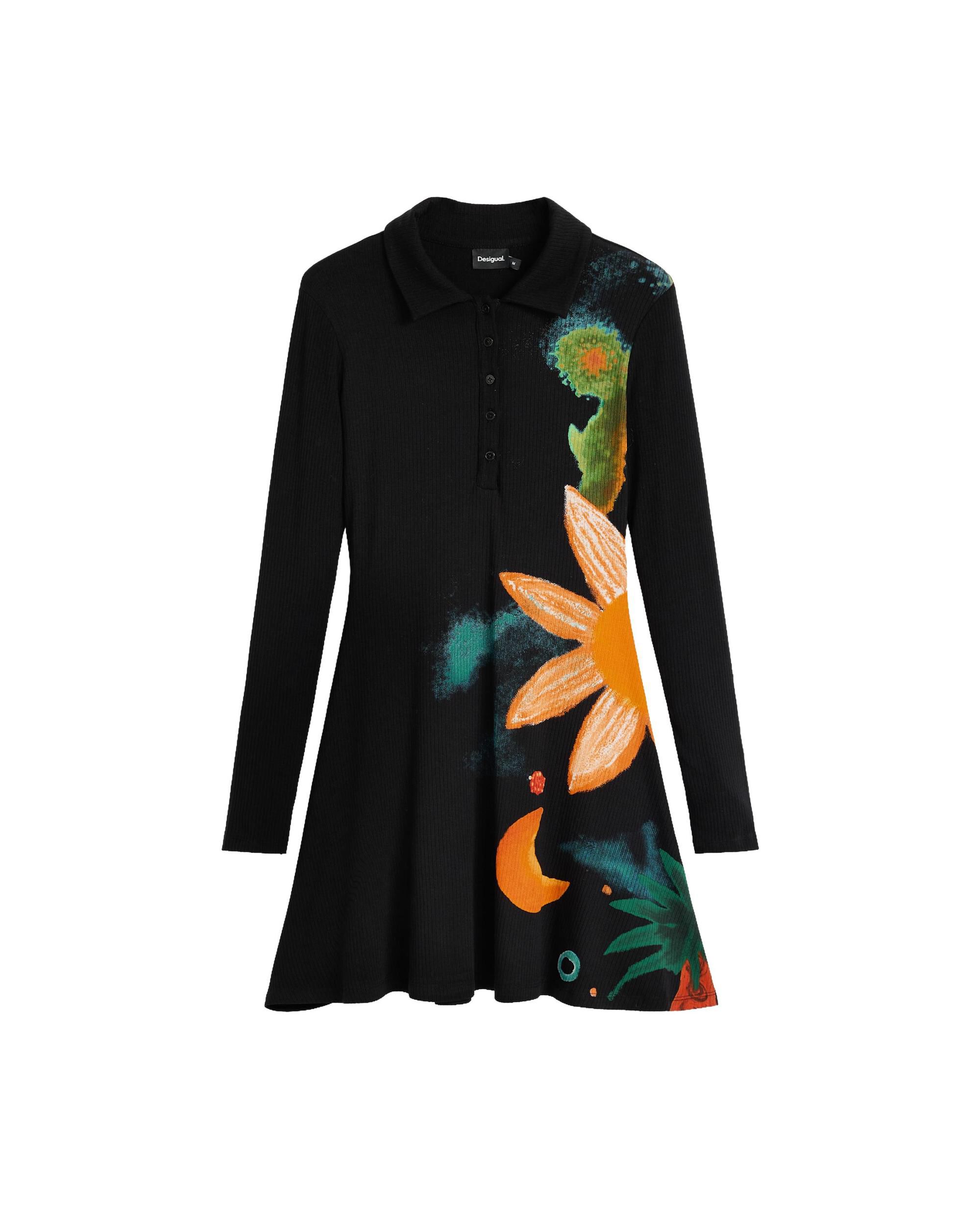 Vestido flores manga larga - Desigual - Negro Negro-5