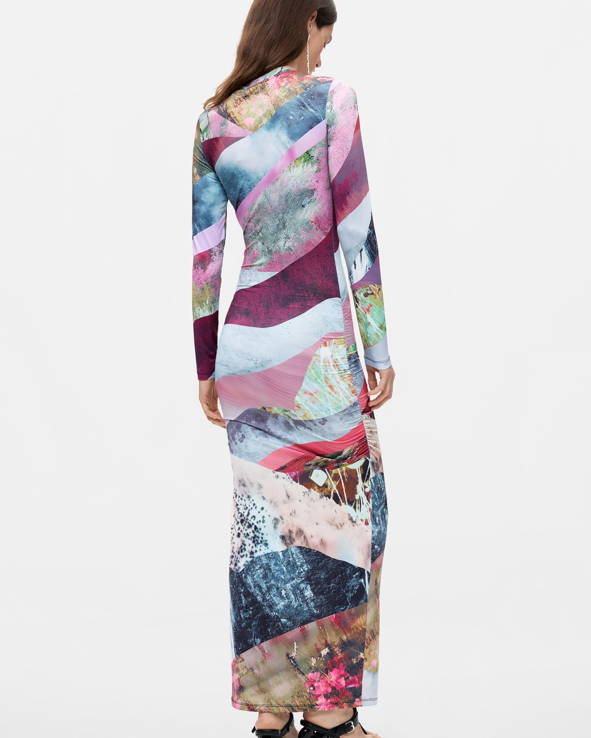 Vestido punto manga larga - Desigual - Rosa Rosa-3