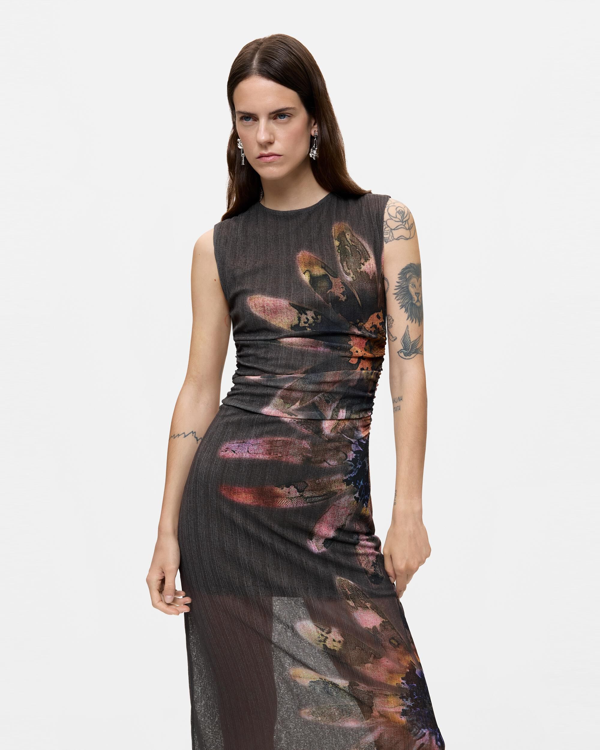 Vestido estampado floral - Desigual - Gris Gris-2