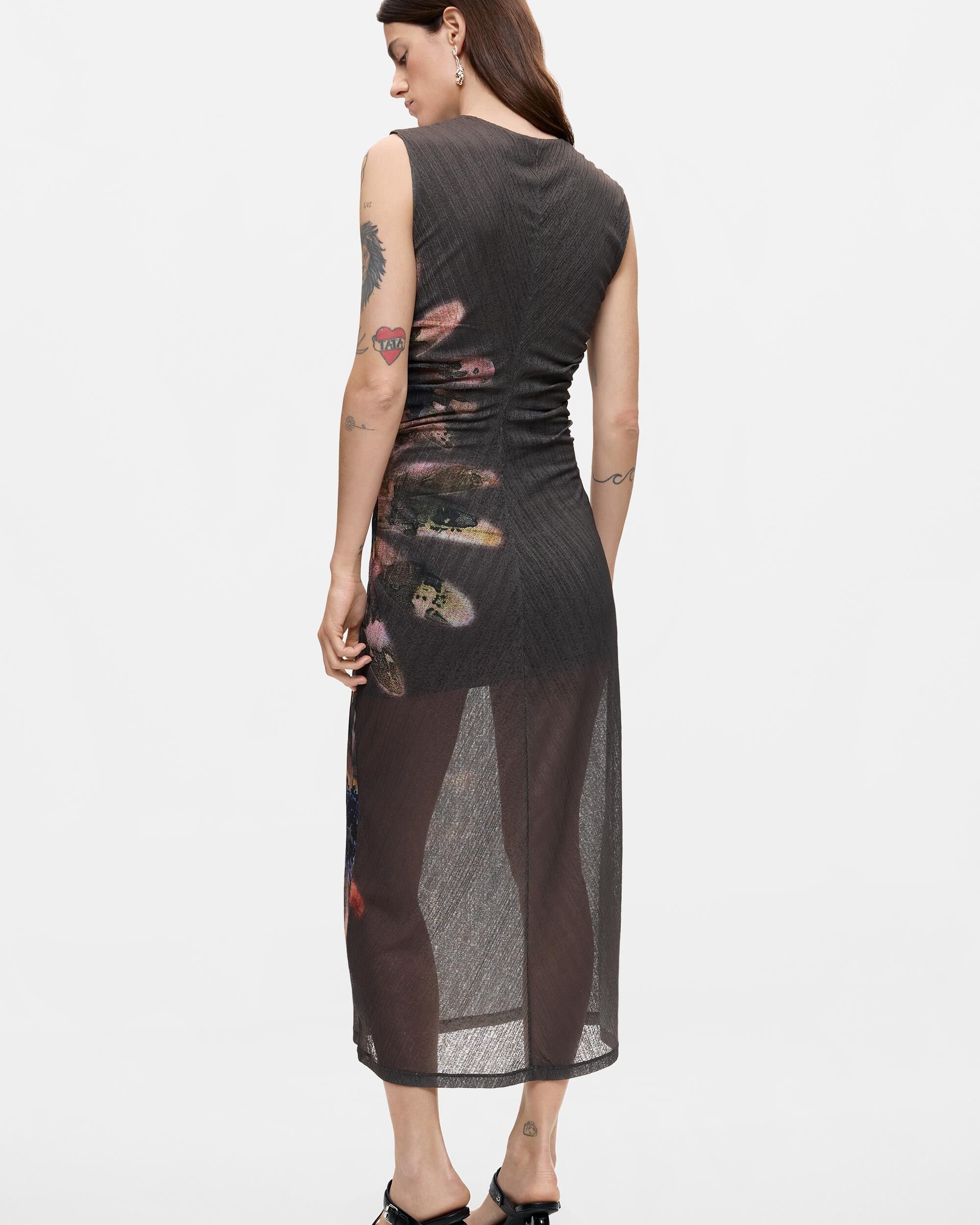 Vestido estampado floral - Desigual - Gris Gris-3