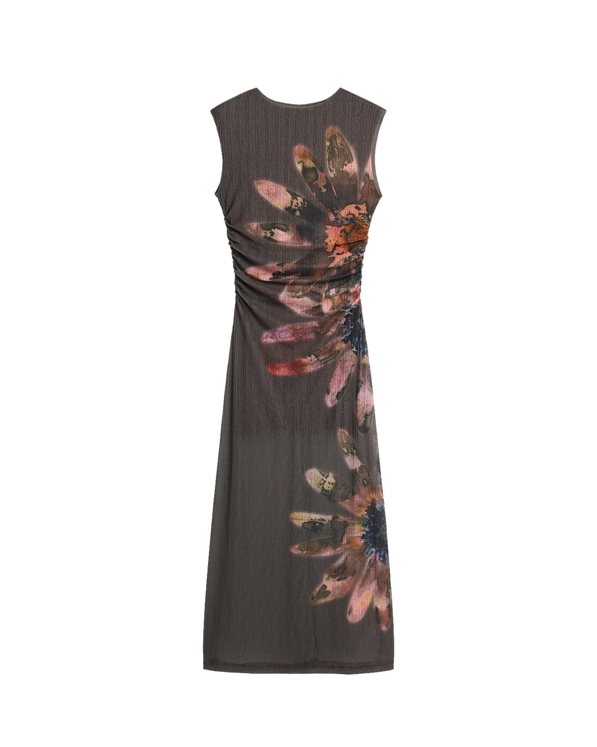 Vestido estampado floral - Desigual - Gris Gris-4