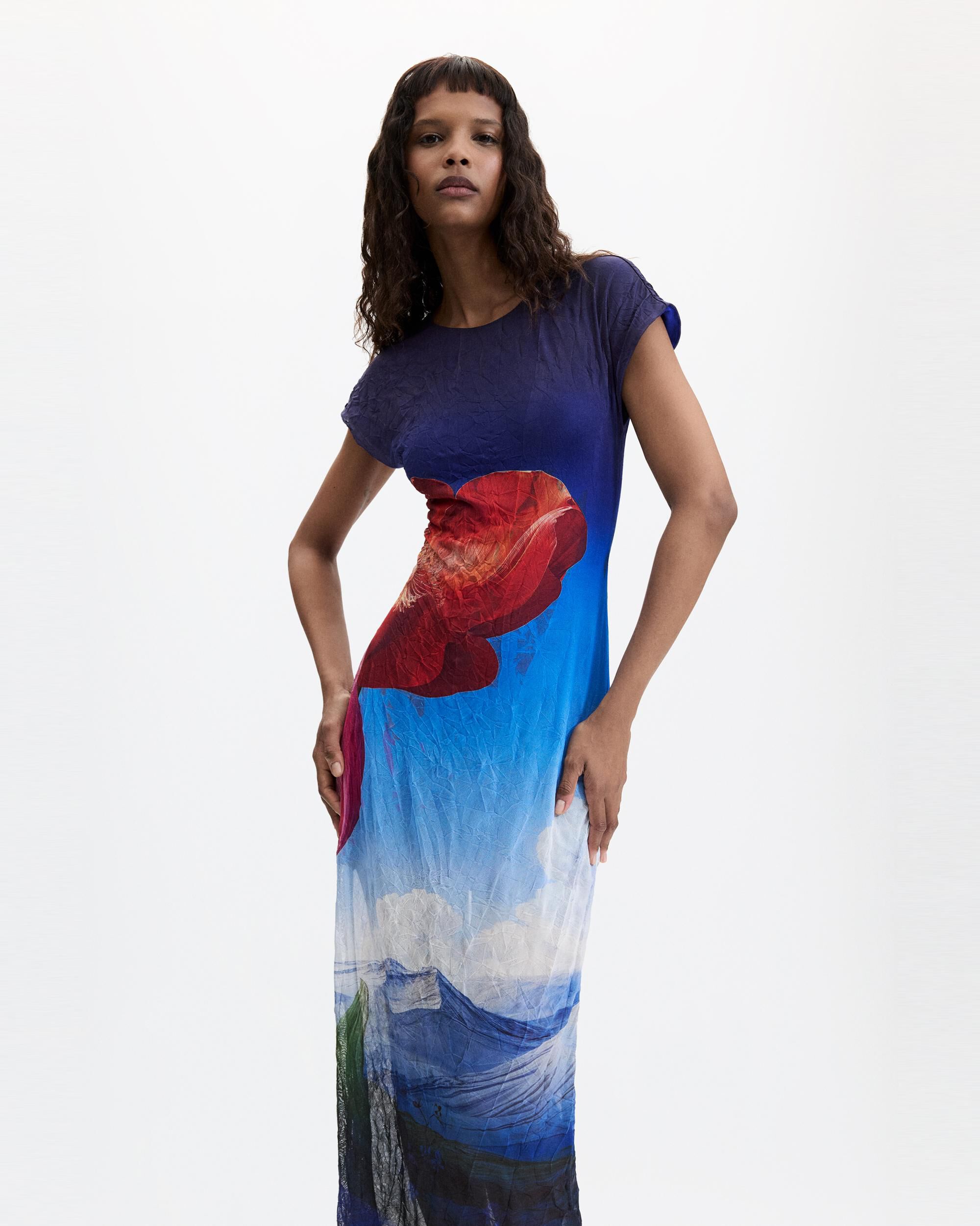 Vestido manga corta estampado - Desigual - Azul Azul-2