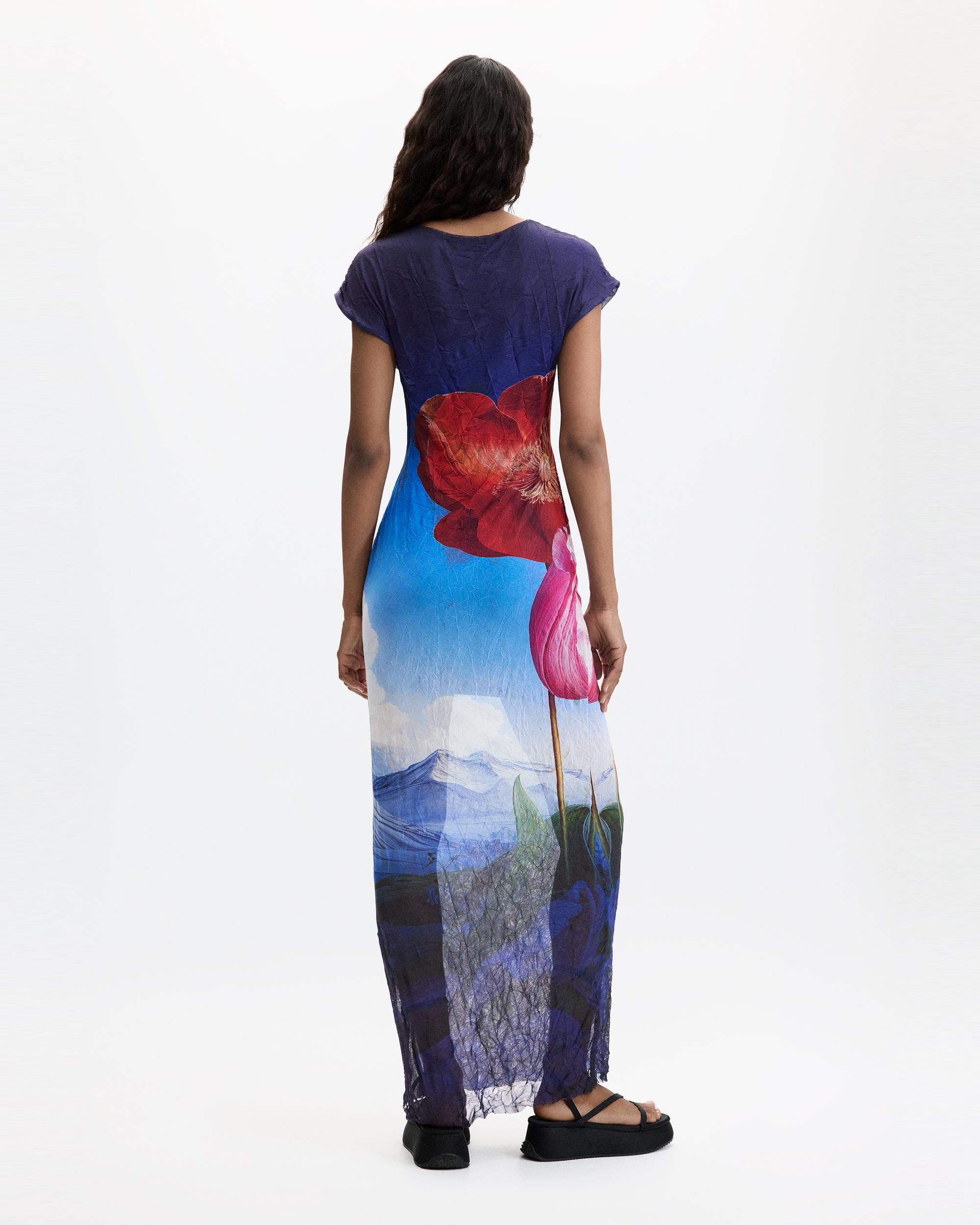 Vestido manga corta estampado - Desigual - Azul Azul-3
