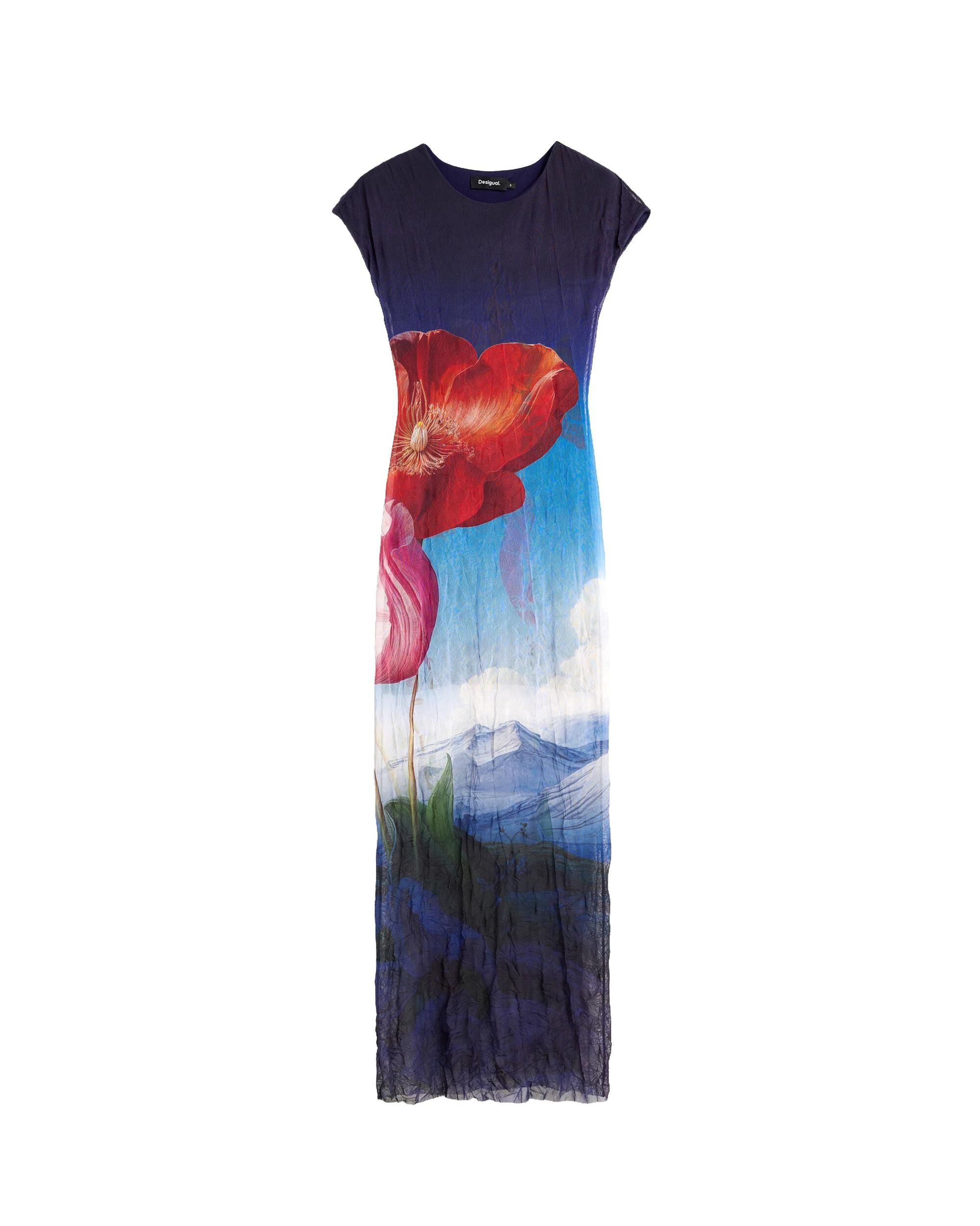 Vestido manga corta estampado - Desigual - Azul Azul-4