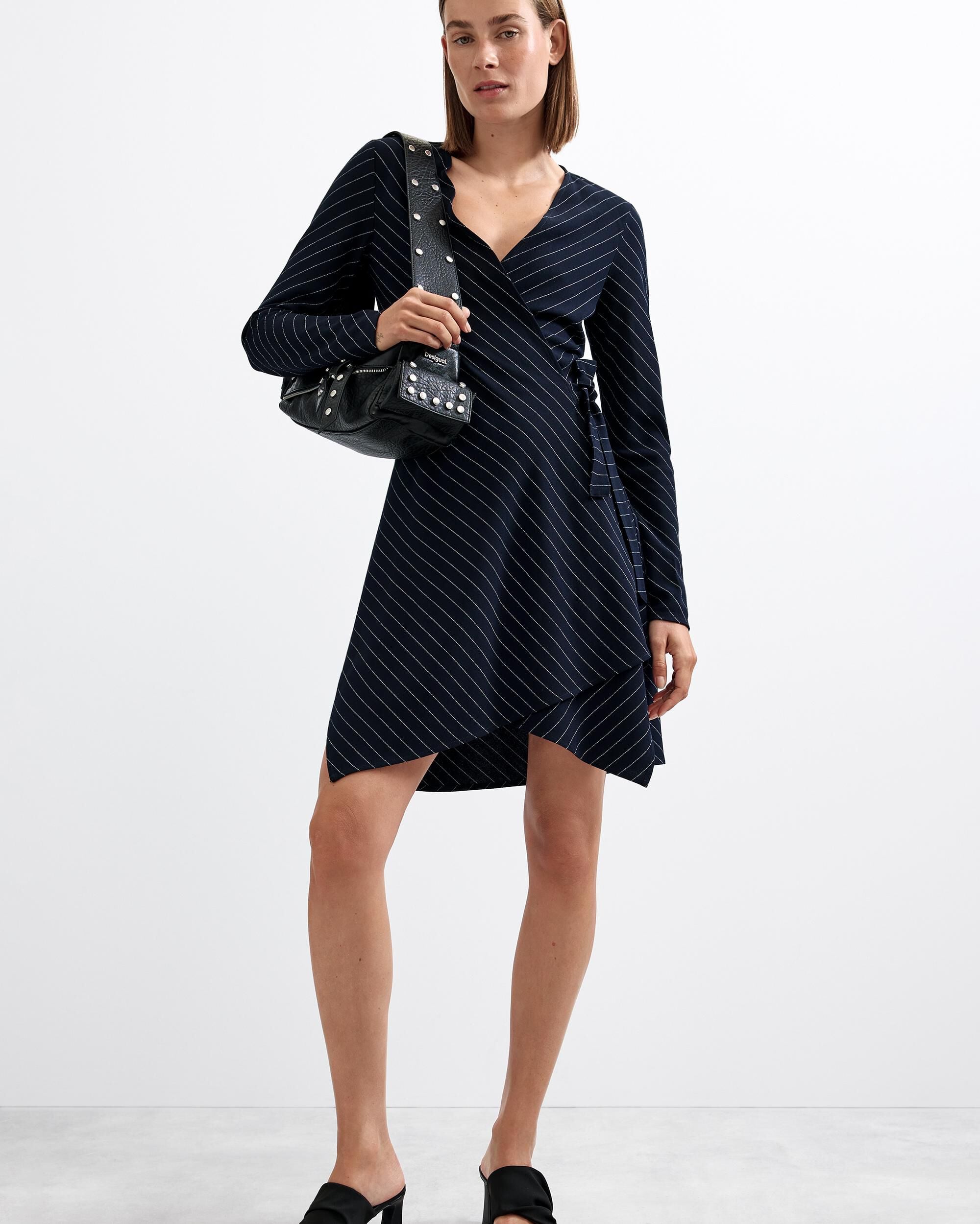 Vestido escote v manga larga - Desigual - Negro Negro-1