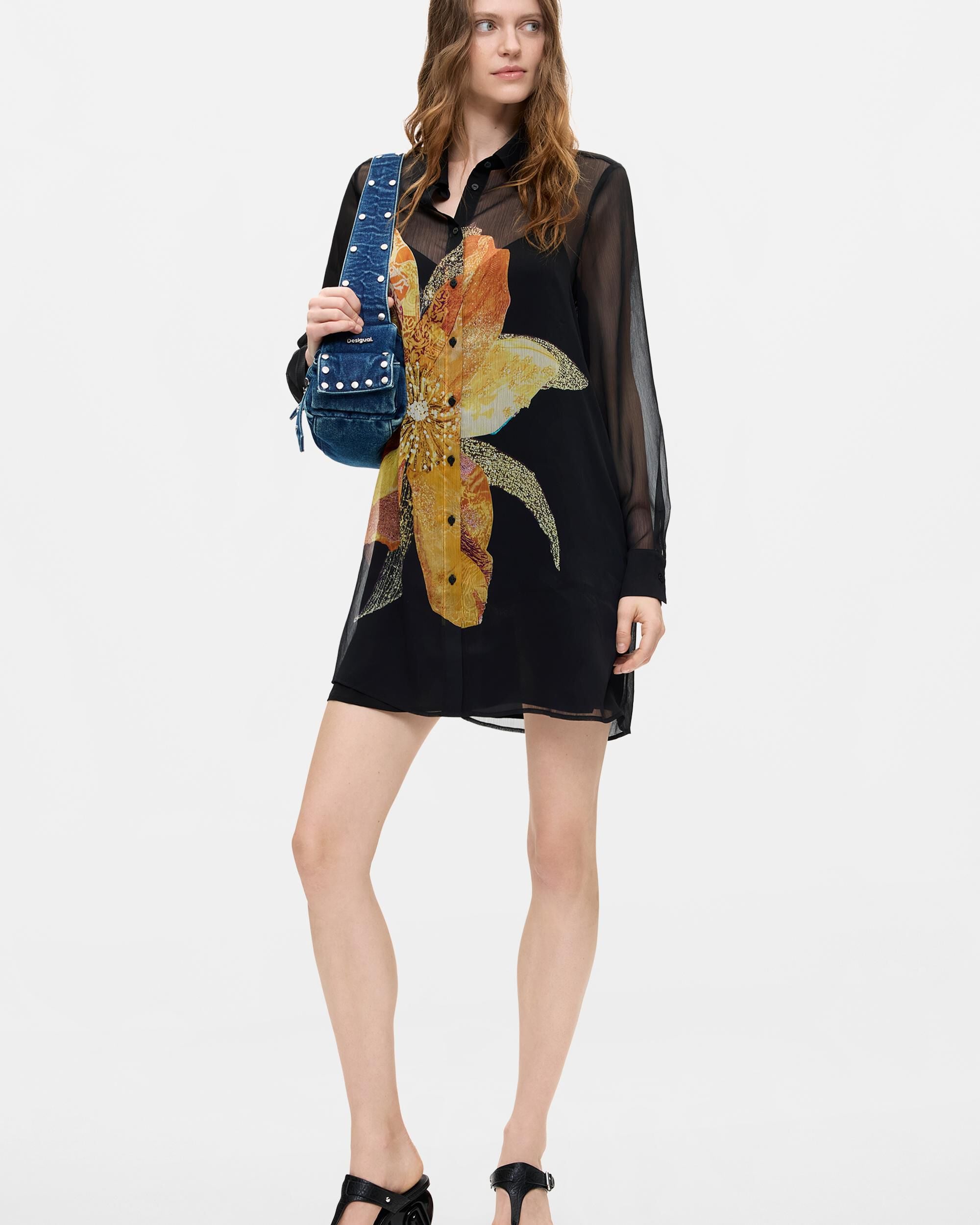 Vestido estampado floral - Desigual - Negro Negro-1