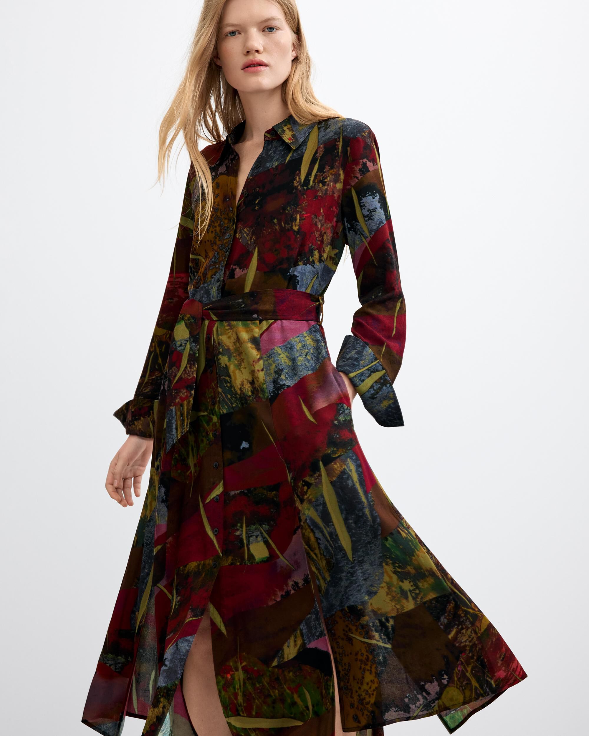 Vestido manga larga midi - Desigual - Verde Verde-2