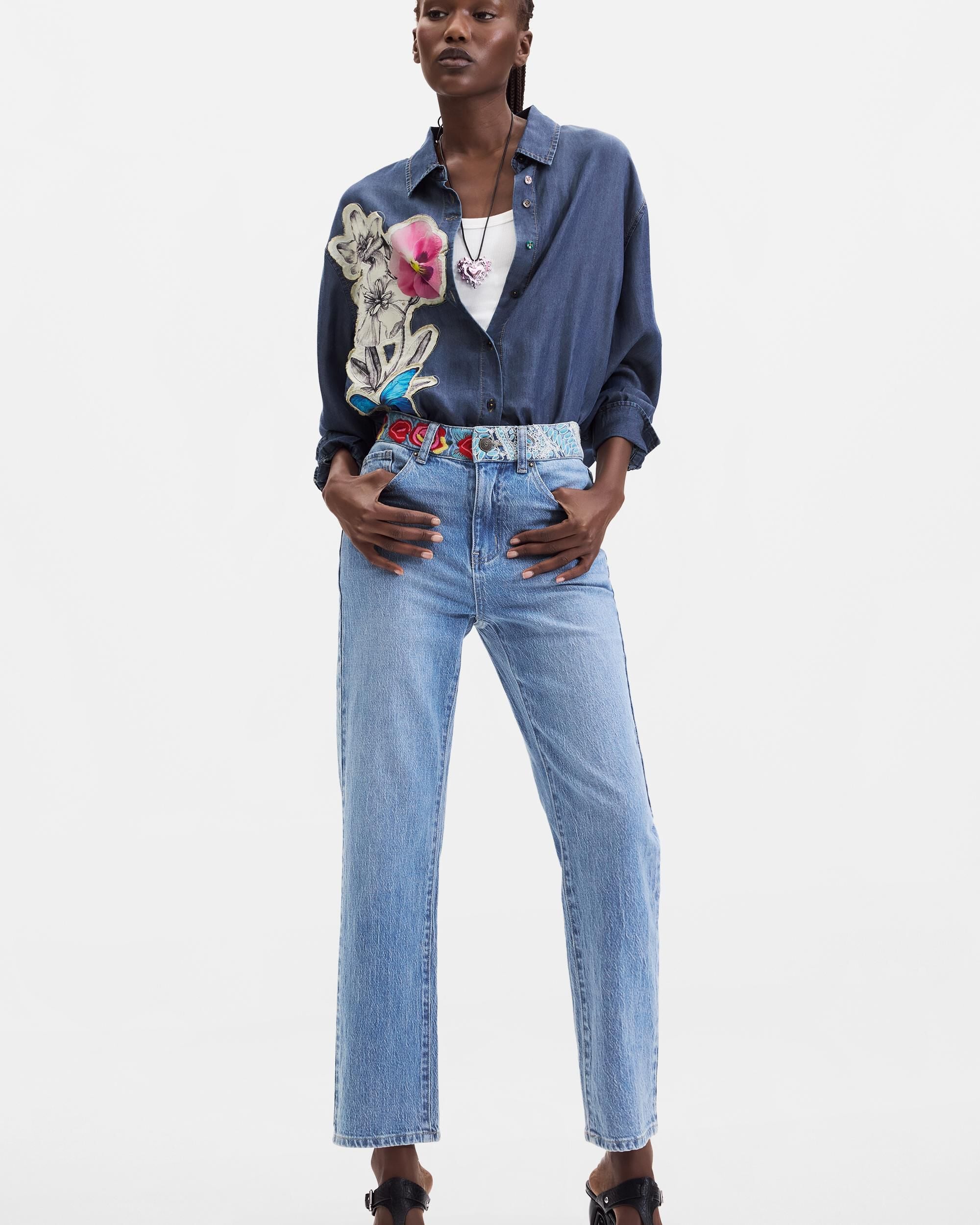 Pantalón de mujer vaquero recto - Desigual - Azul Azul-1