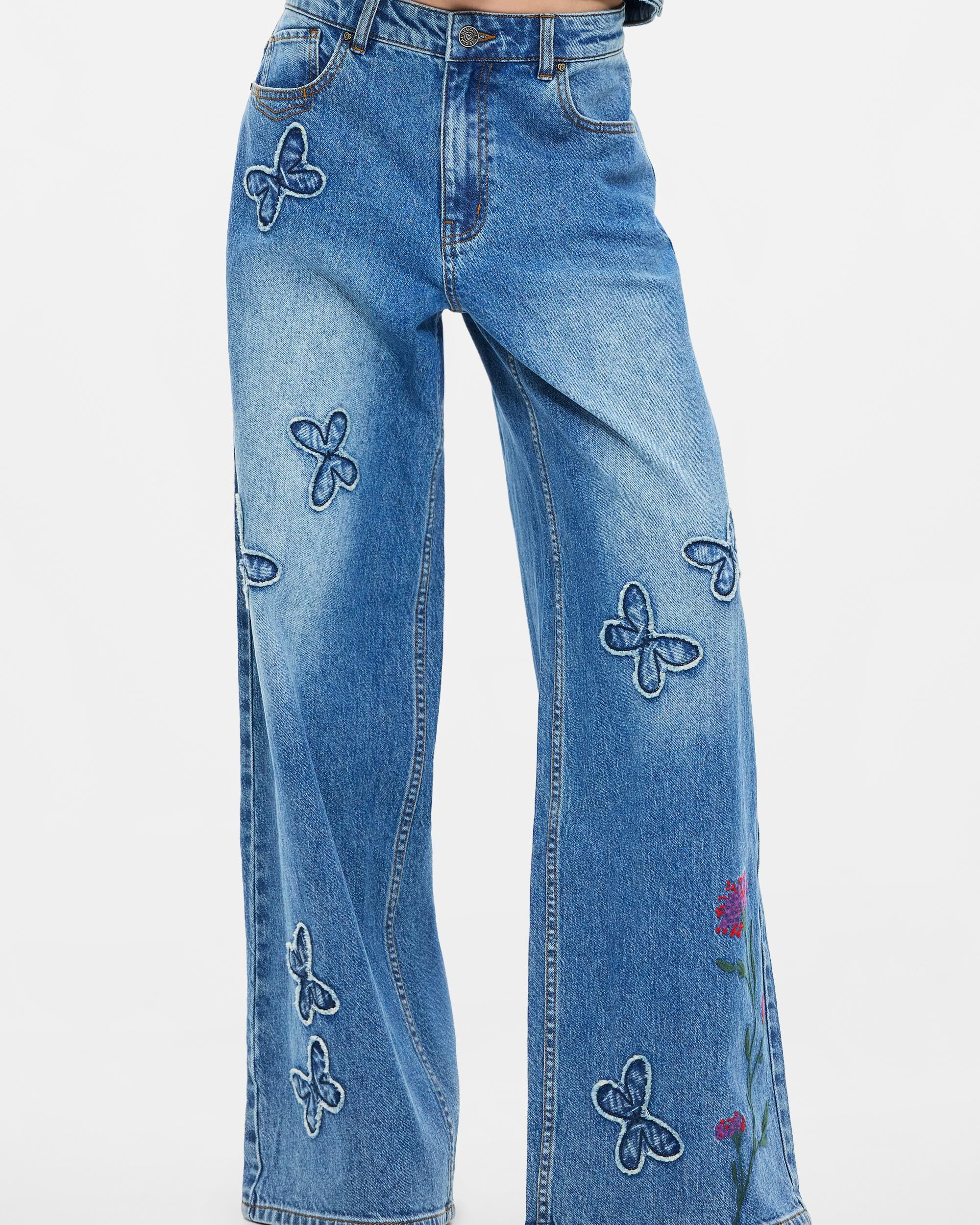 Pantalón de mujer vaquero mariposas - Desigual - Azul Azul-2