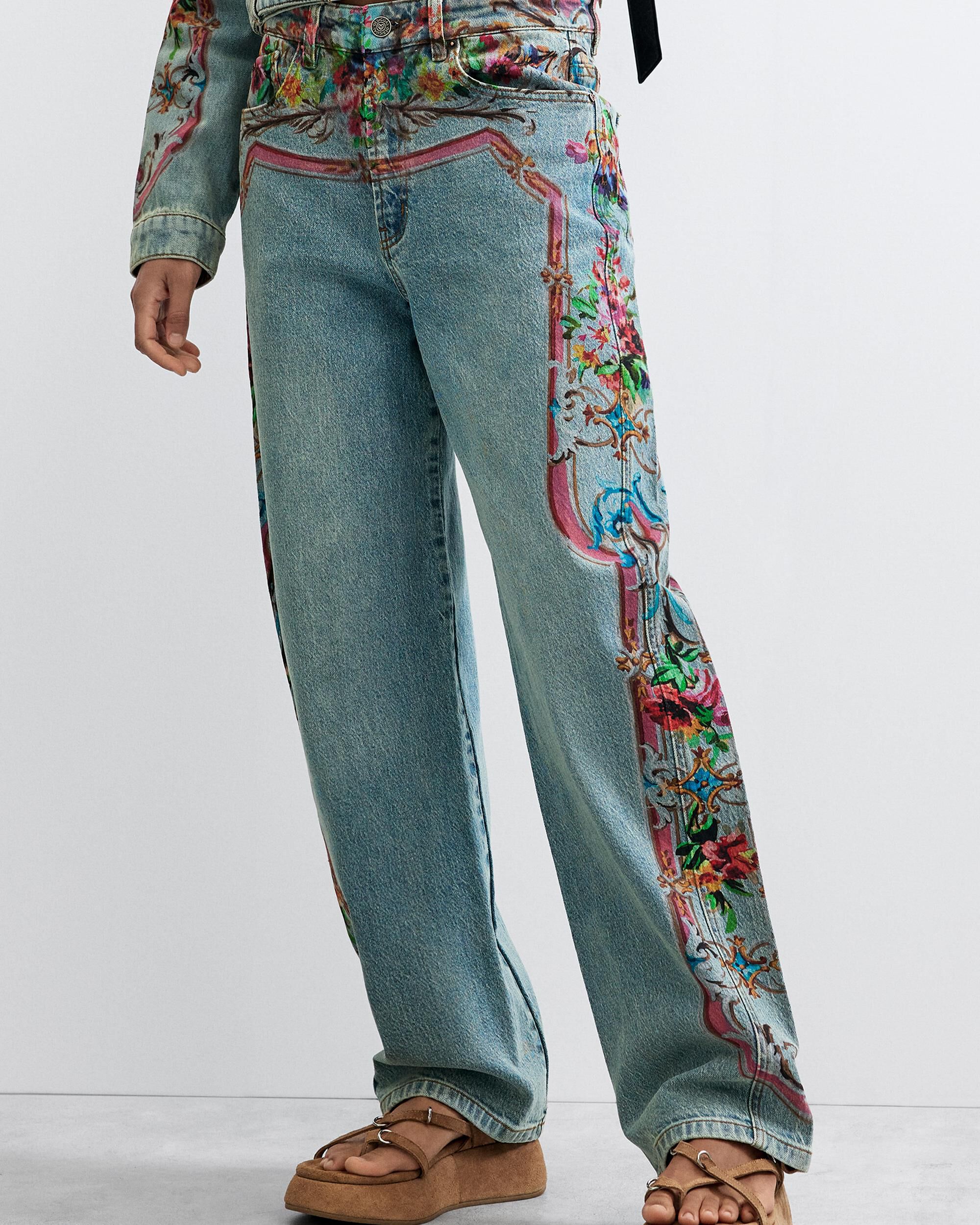 Pantalón de mujer vaquero estampado - Desigual - Gris Gris-2