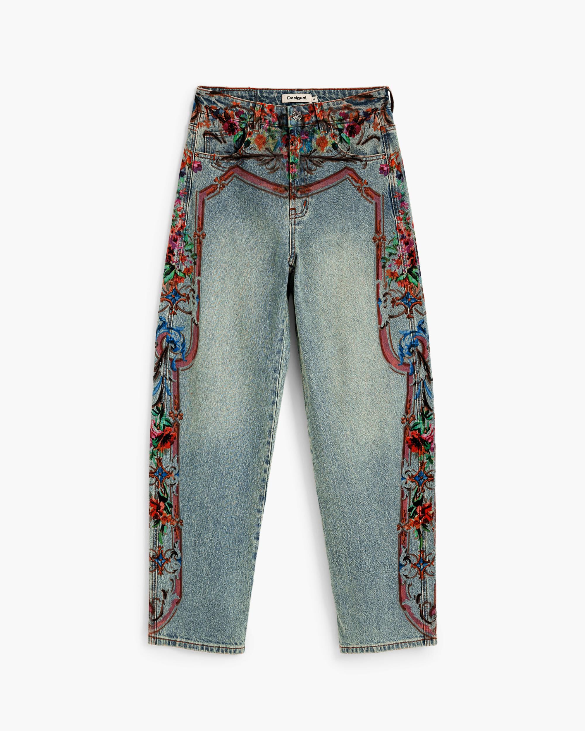 Pantalón de mujer vaquero estampado - Desigual - Gris Gris-4
