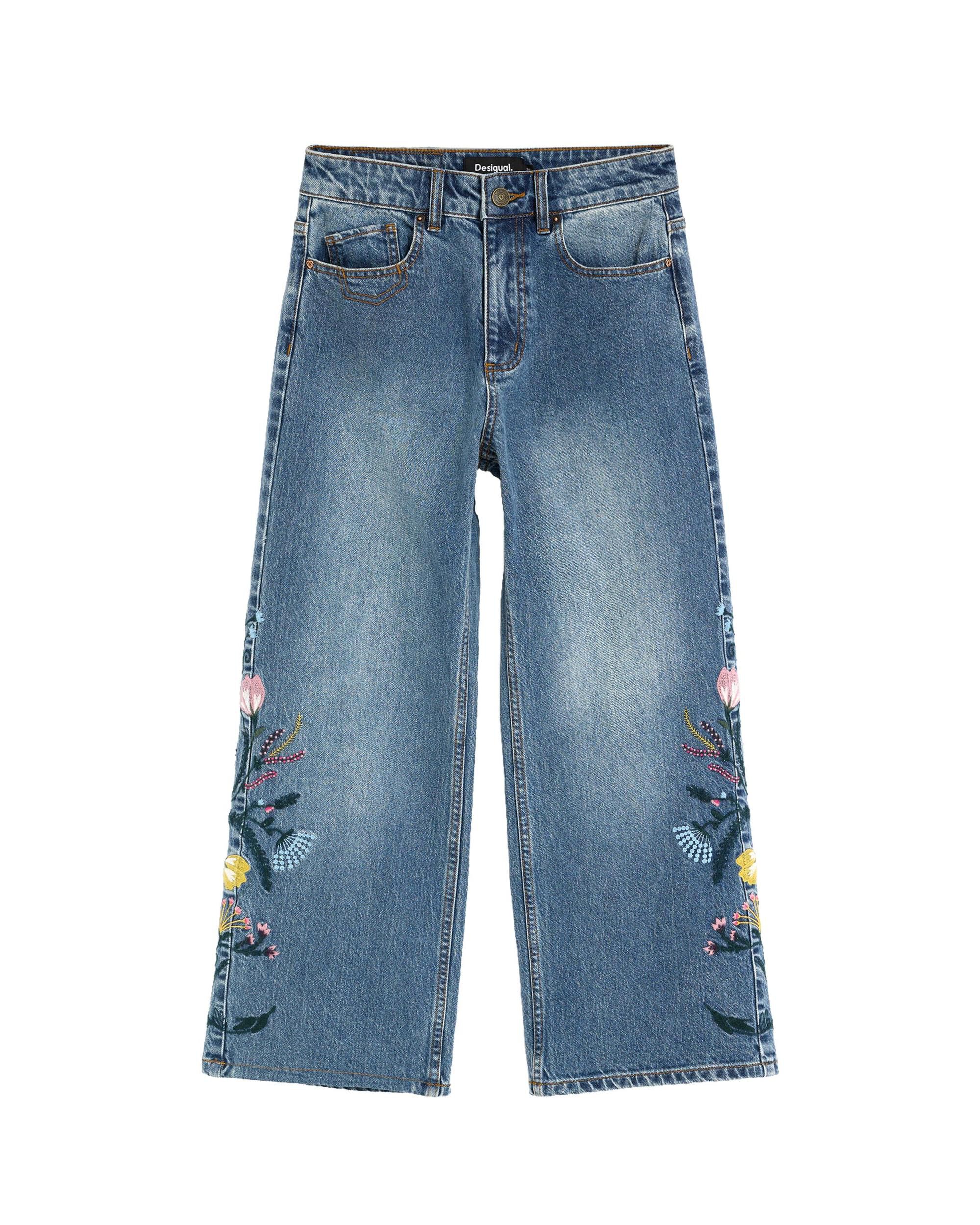 Pantalón de mujer flores vaquero - Desigual - Azul Azul-4