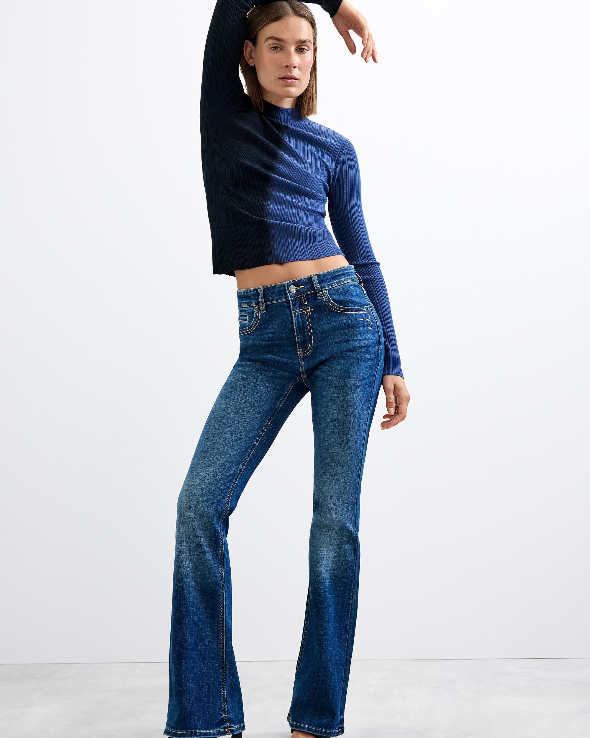 Pantalón de mujer vaquero flare - Desigual - Azul Azul-1