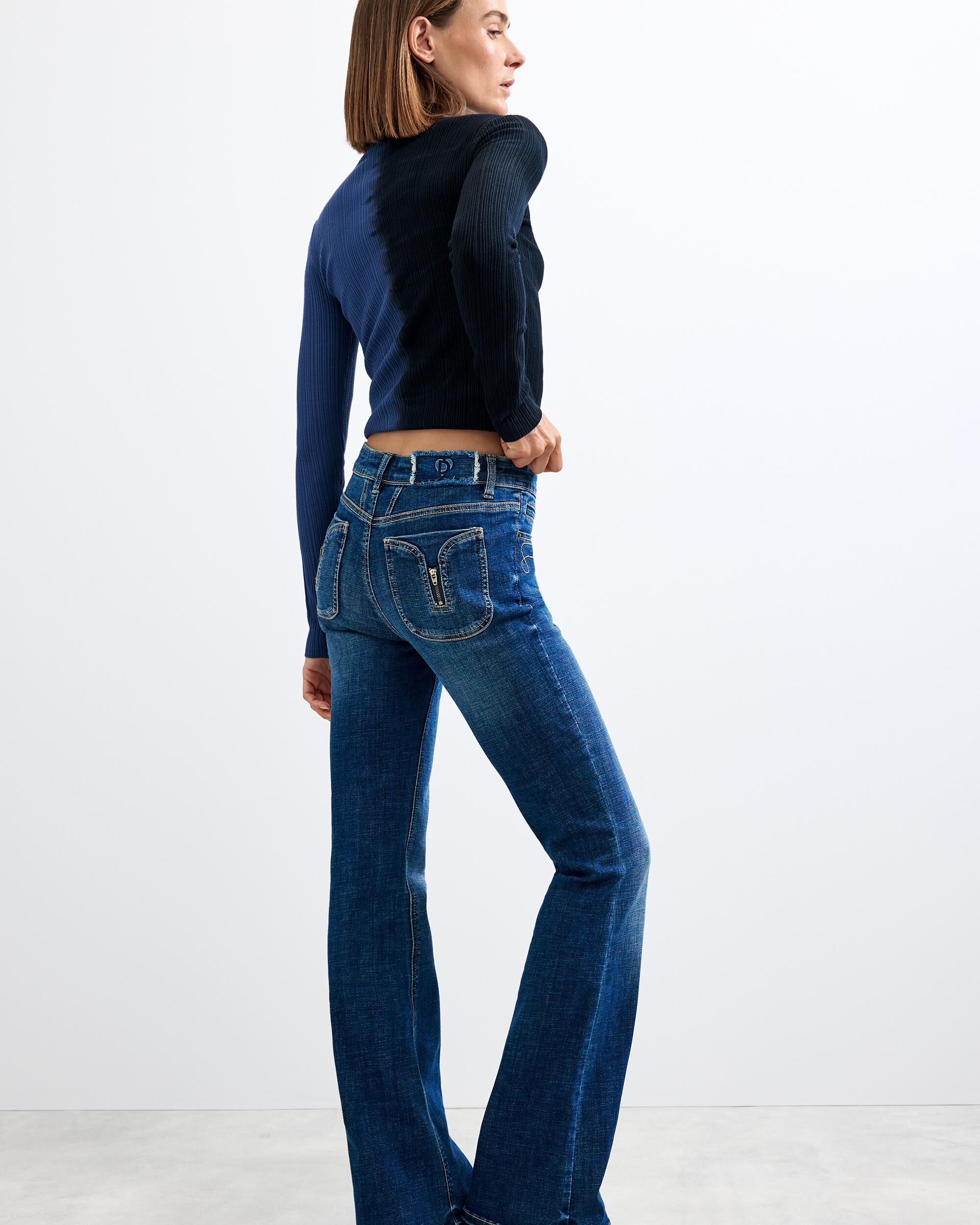 Pantalón de mujer vaquero flare - Desigual - Azul Azul-3