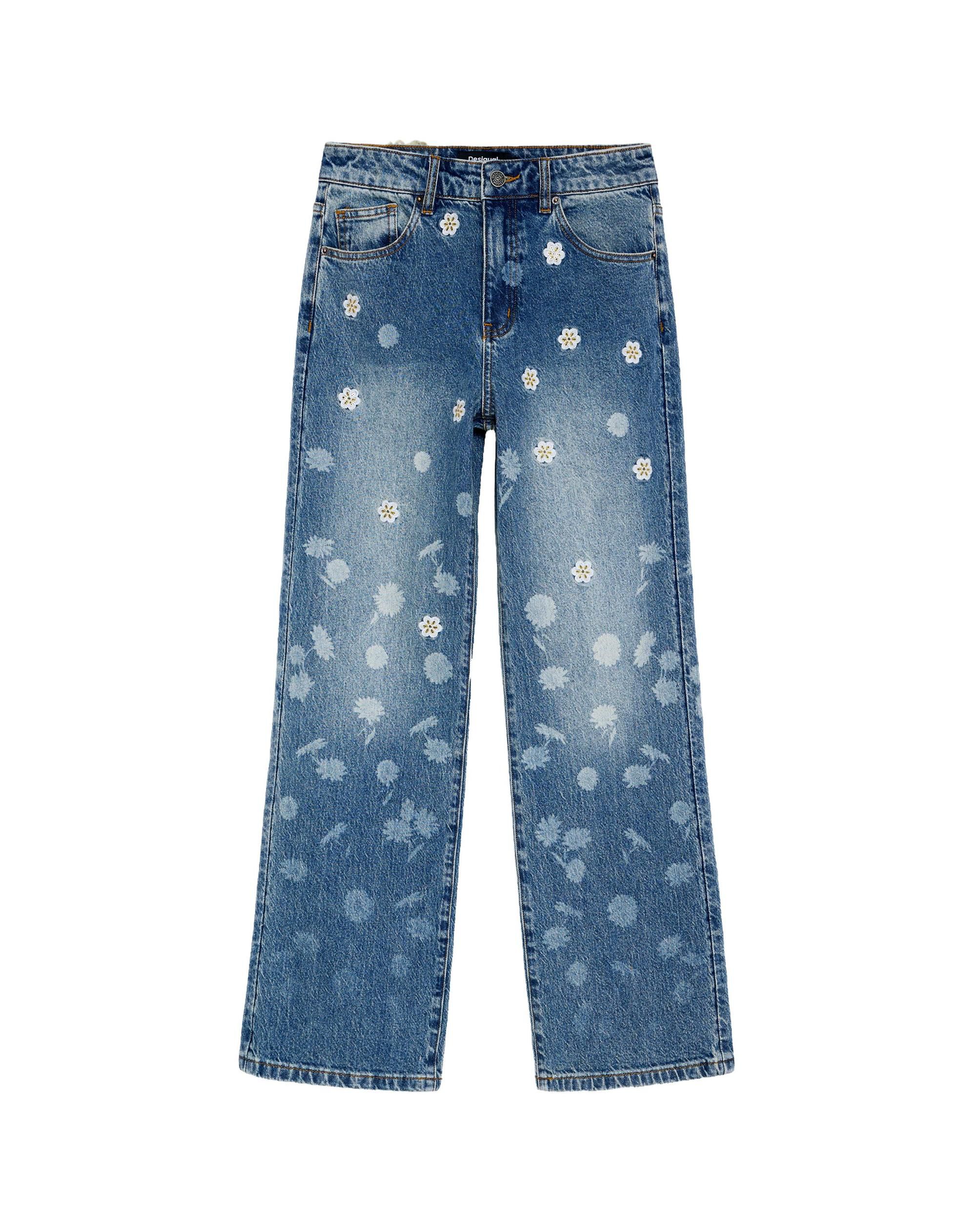 Pantalón de mujer vaquero bordado flores - Desigual - Azul Azul-4