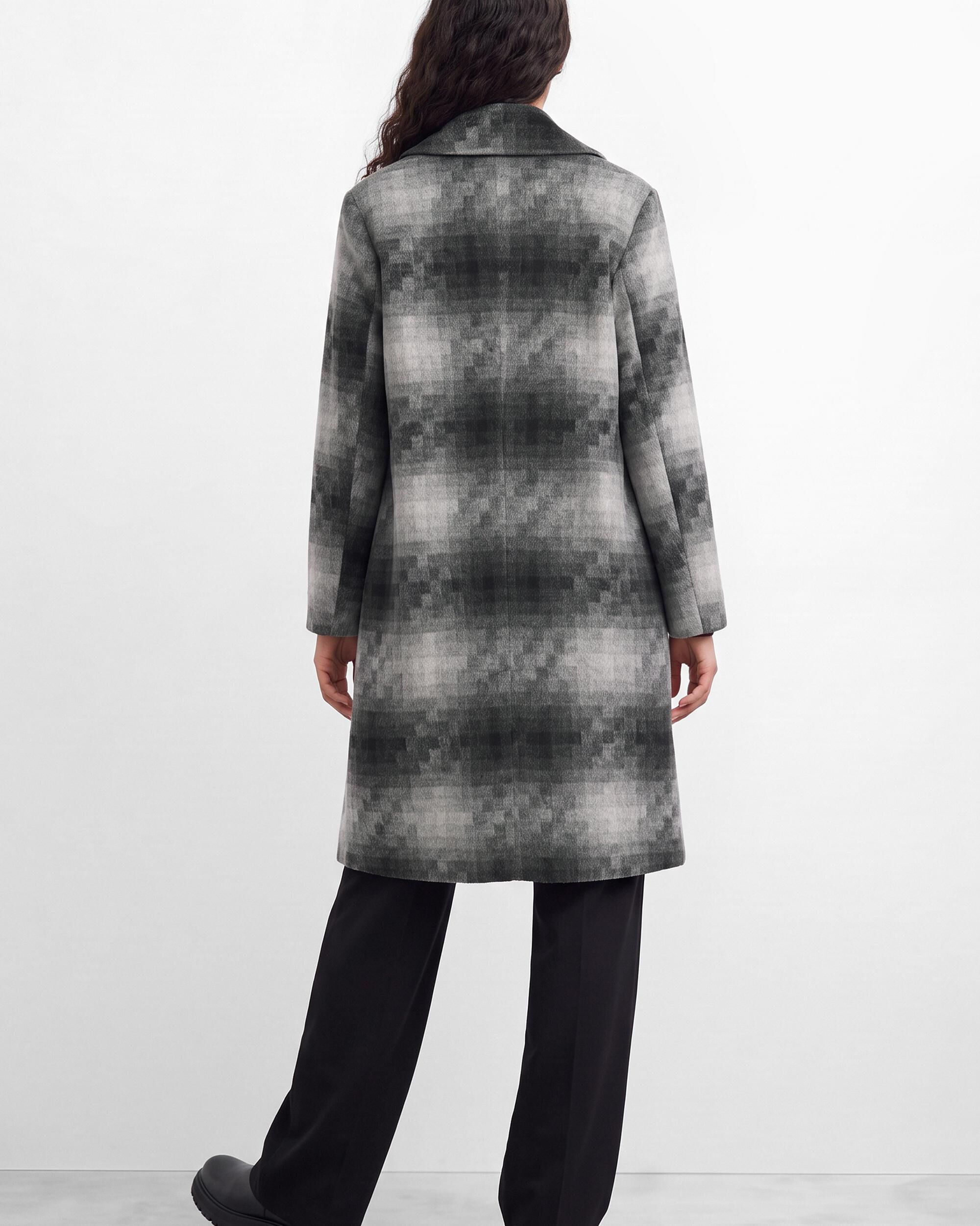 Abrigo de mujer cuadros largo - Desigual - Gris Gris-3
