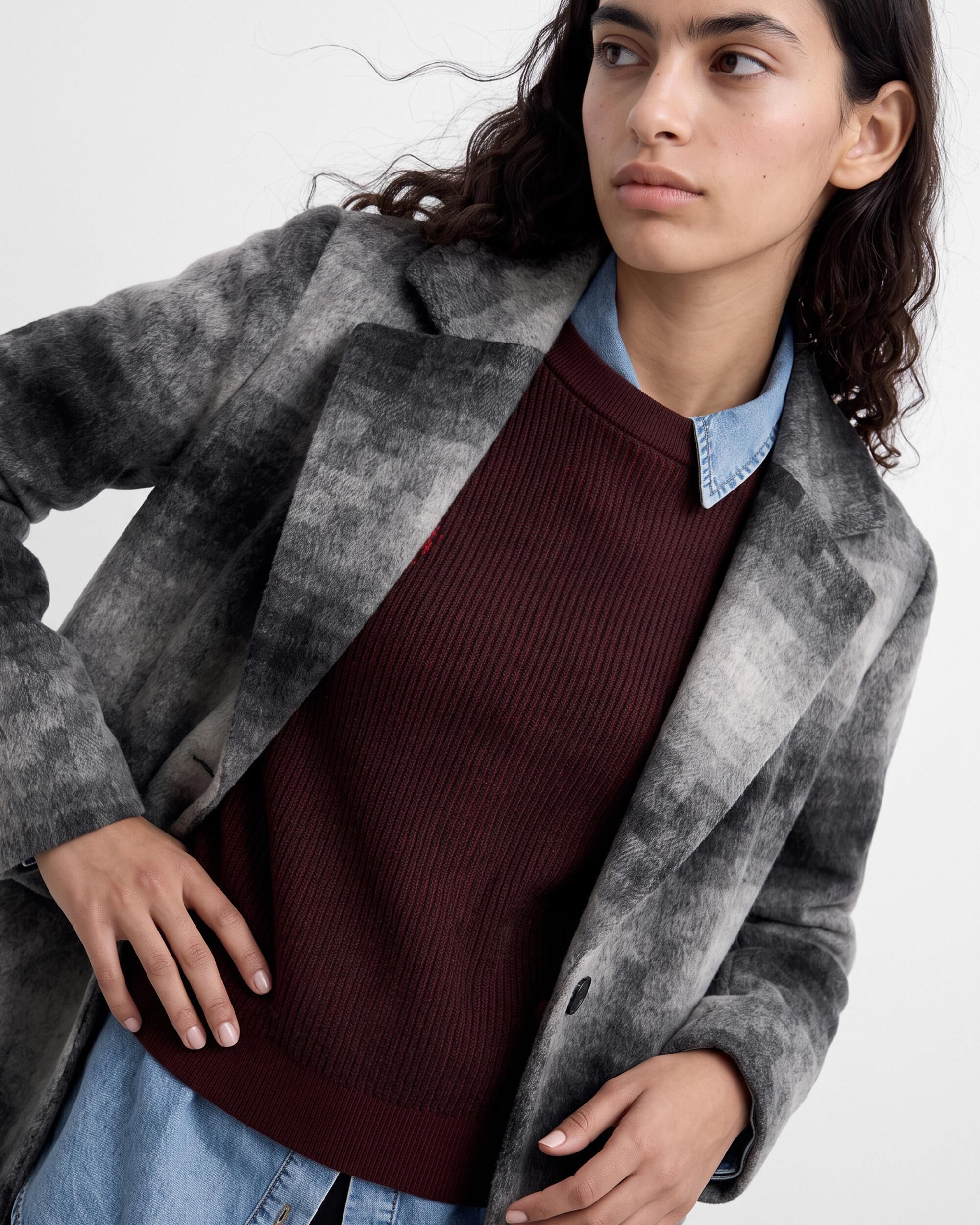 Abrigo de mujer cuadros largo - Desigual - Gris Gris-4