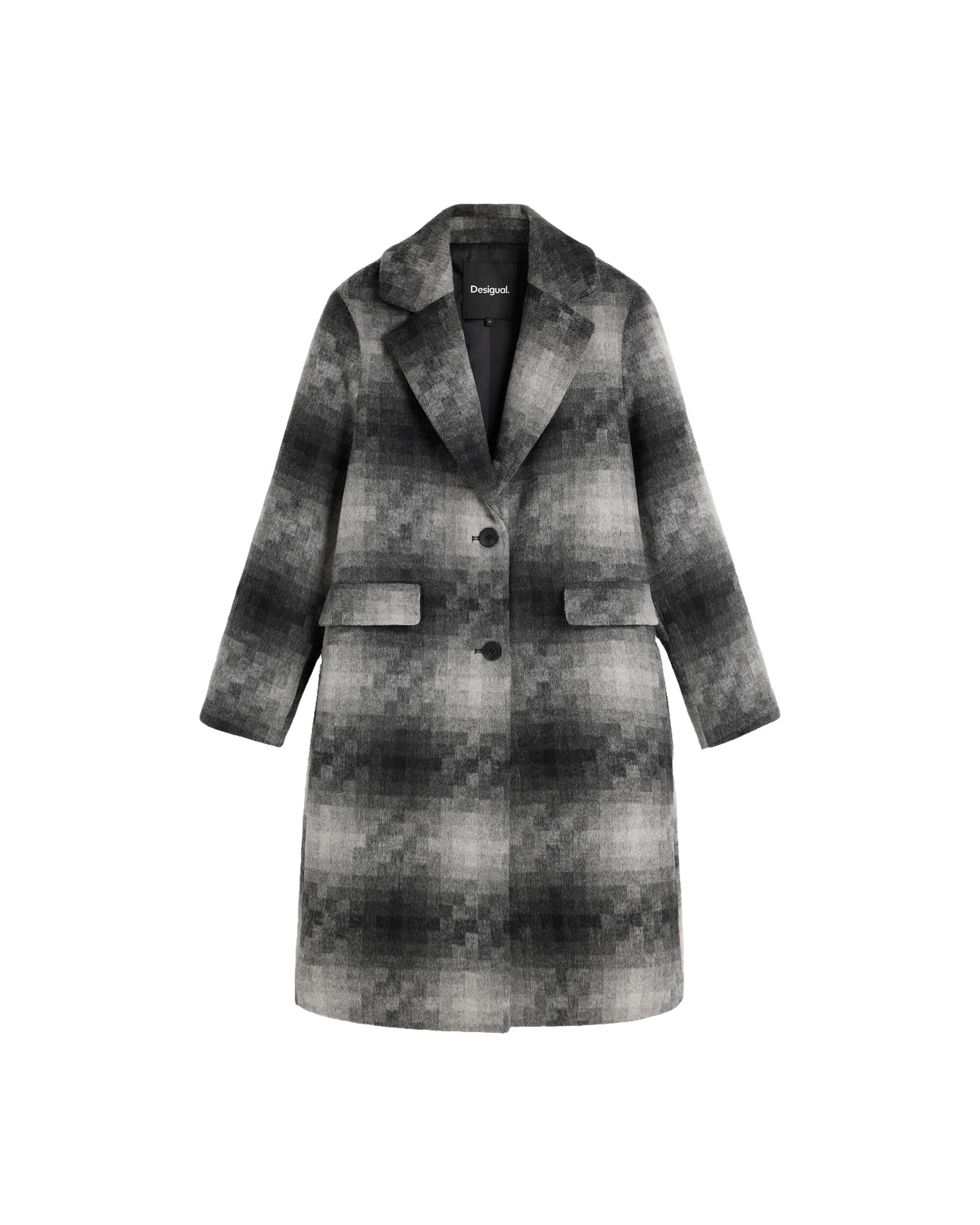 Abrigo de mujer cuadros largo - Desigual - Gris Gris-5
