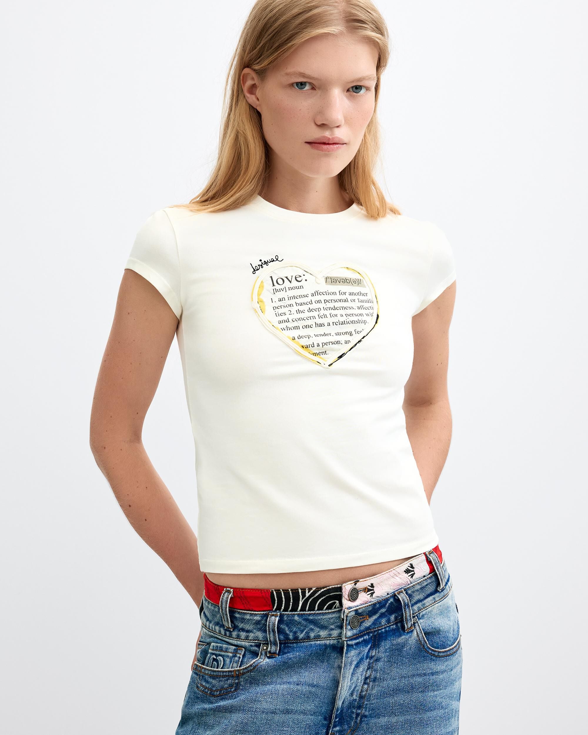 Camiseta de mujer estampado mensaje - Desigual - Blanco Blanco-1