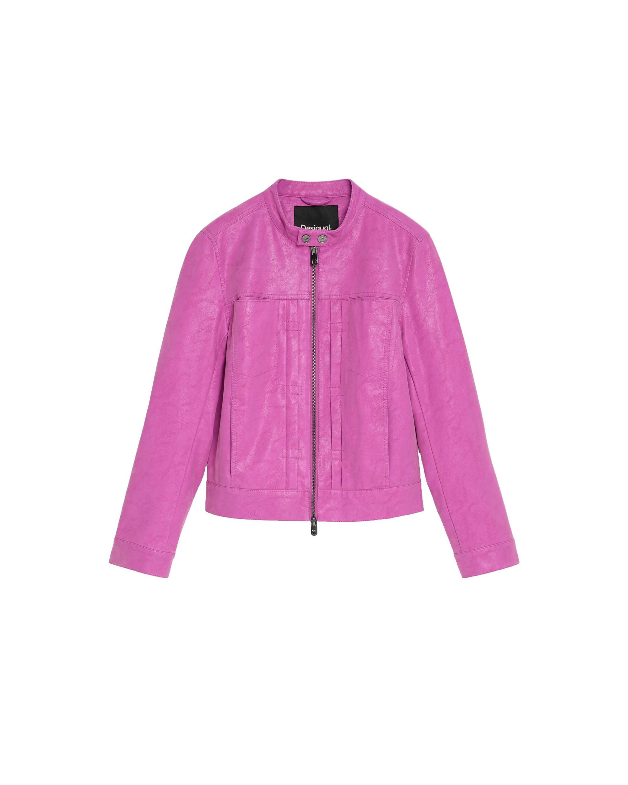 Cazadora de mujer efecto piel corta - Desigual - Rosa Rosa-4