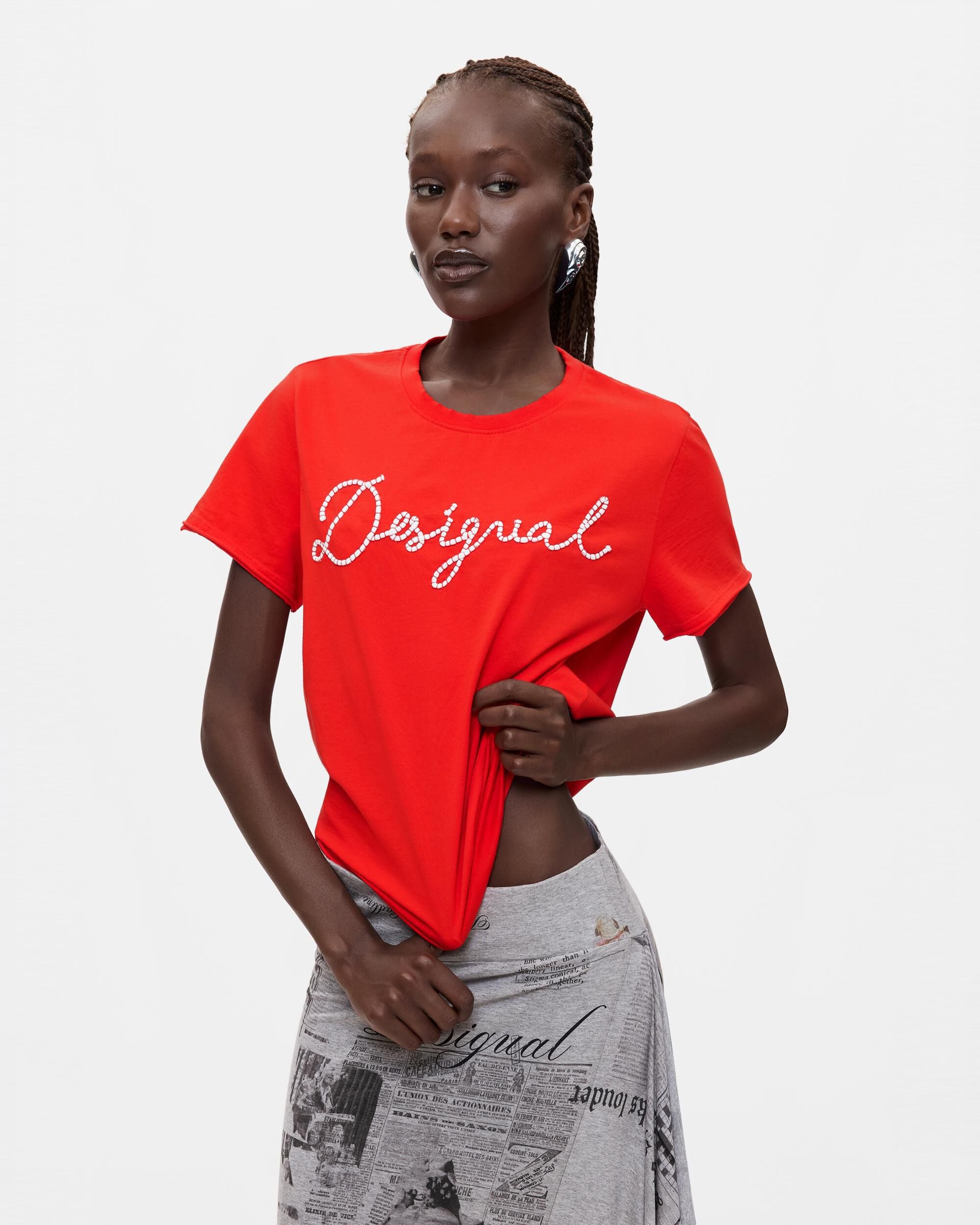 Camiseta de mujer 100% algodón - Desigual - Rojo Rojo-1