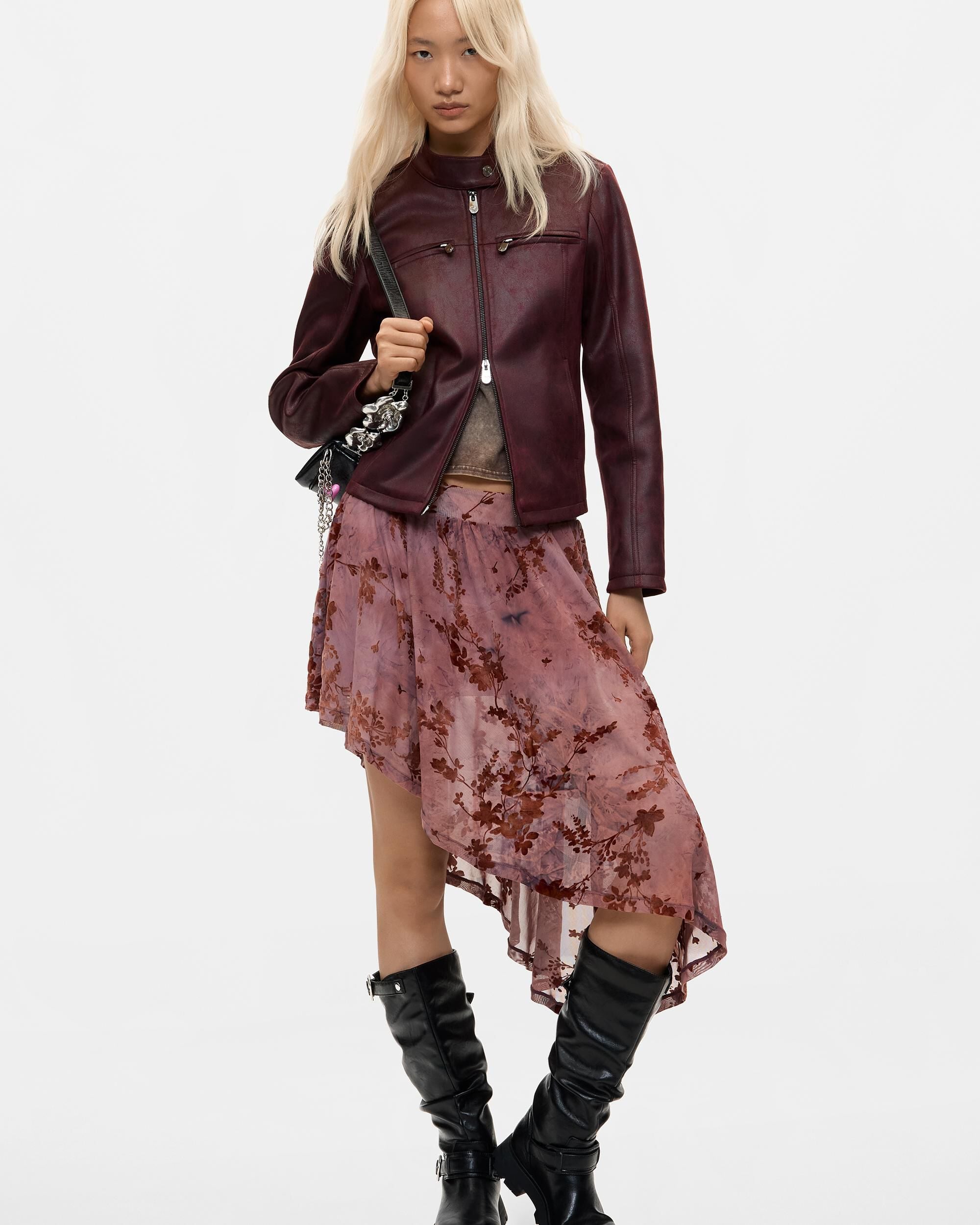 Cazadora de mujer efecto piel - Desigual - Rojo Rojo-1
