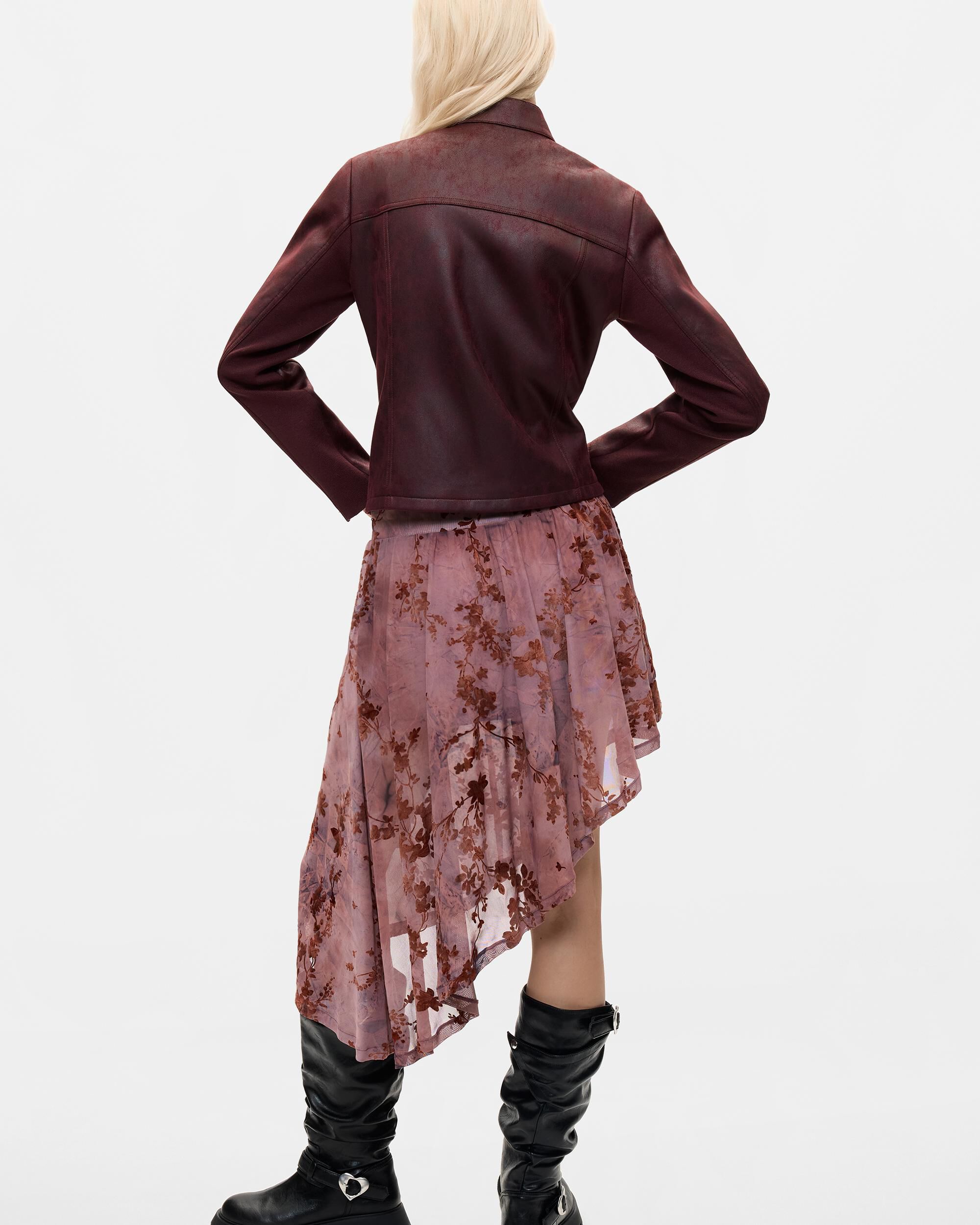 Cazadora de mujer efecto piel - Desigual - Rojo Rojo-3