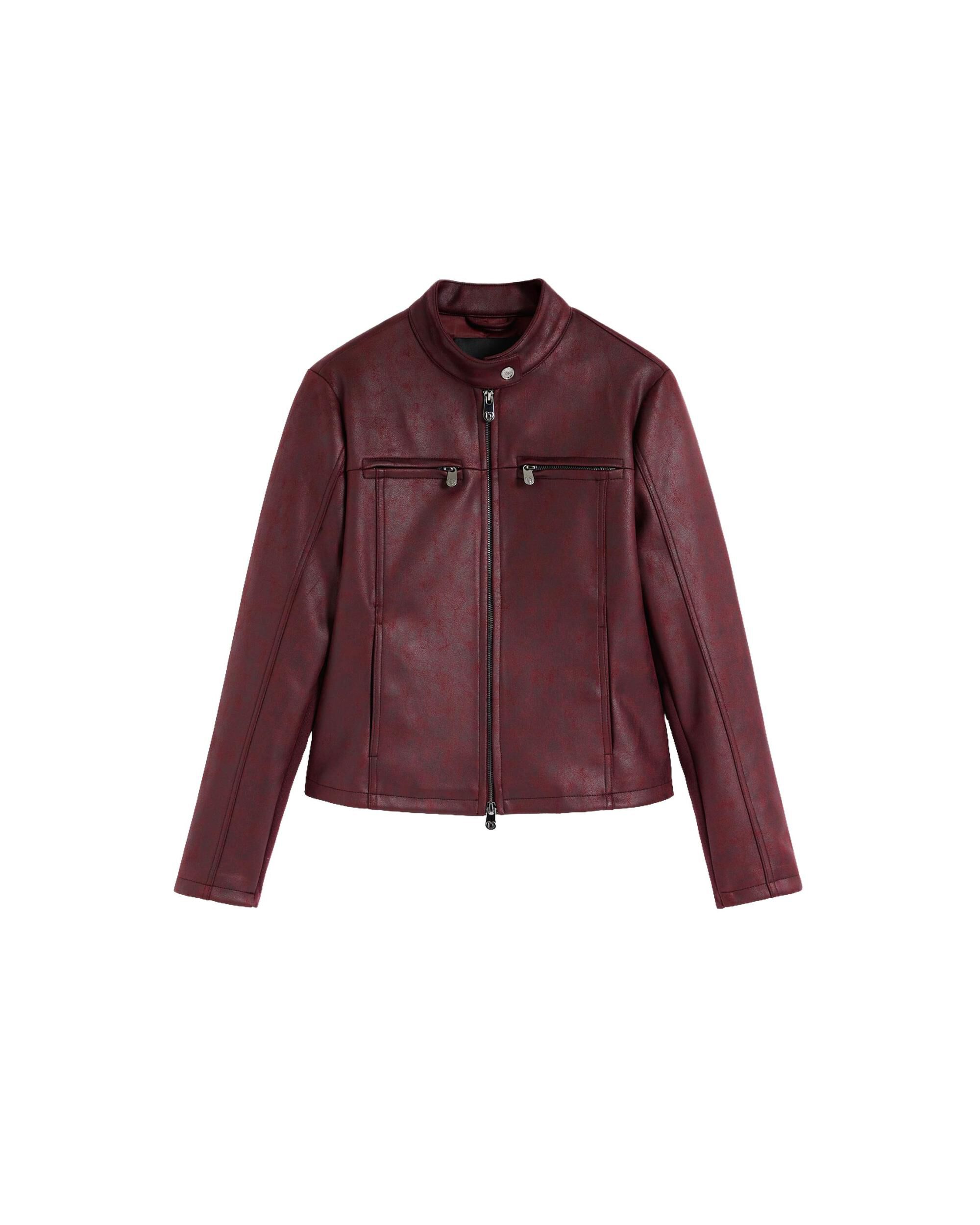 Cazadora de mujer efecto piel - Desigual - Rojo Rojo-4