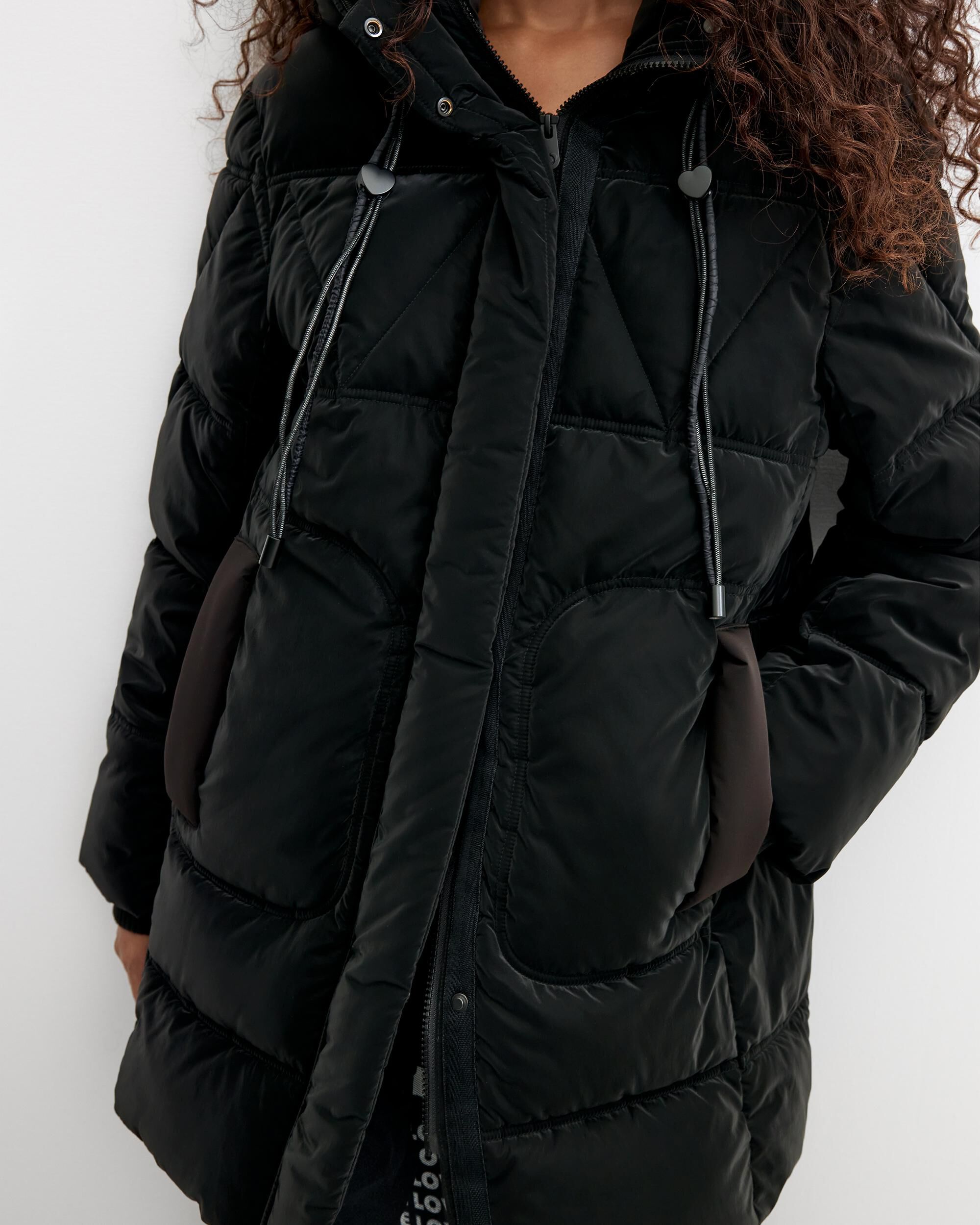 Abrigo de mujer acolchado largo - Desigual - Negro Negro-4
