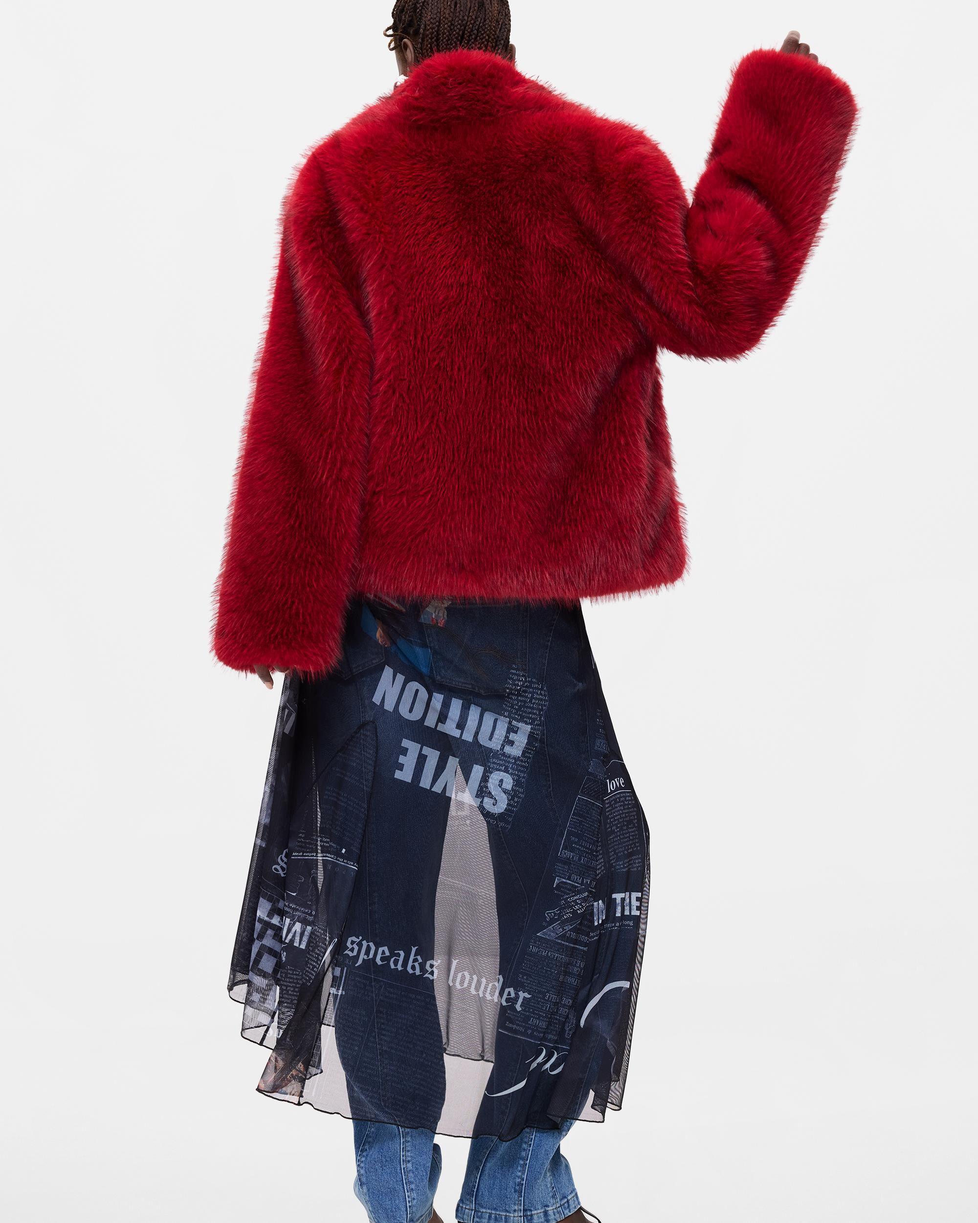 Abrigo de mujer pelo short - Desigual - Rojo Rojo-3